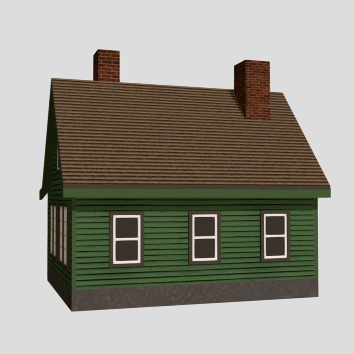 American Style Cottage - Town House Model Low-poly 3D model_3