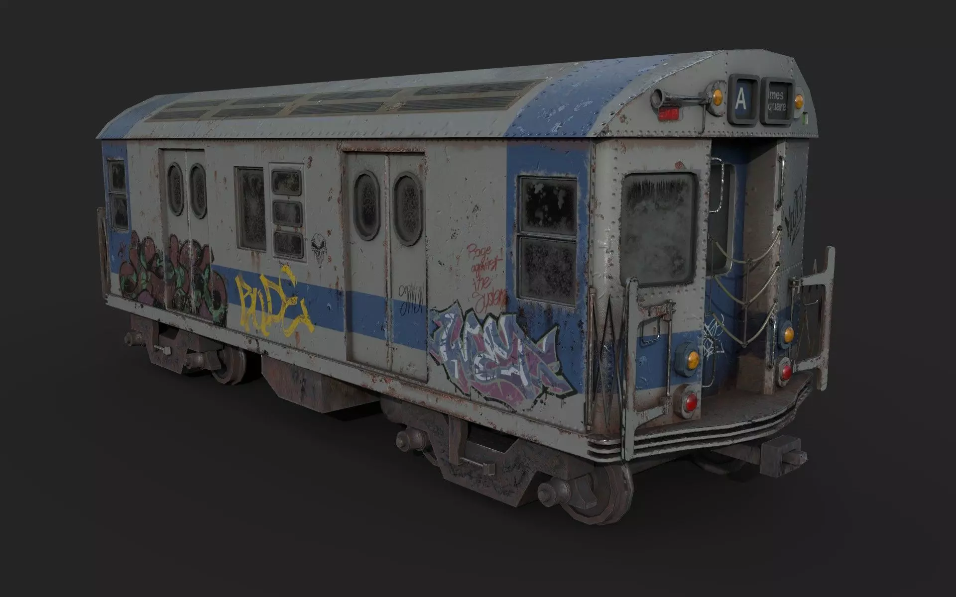 Subway train Low-poly 3D model_0