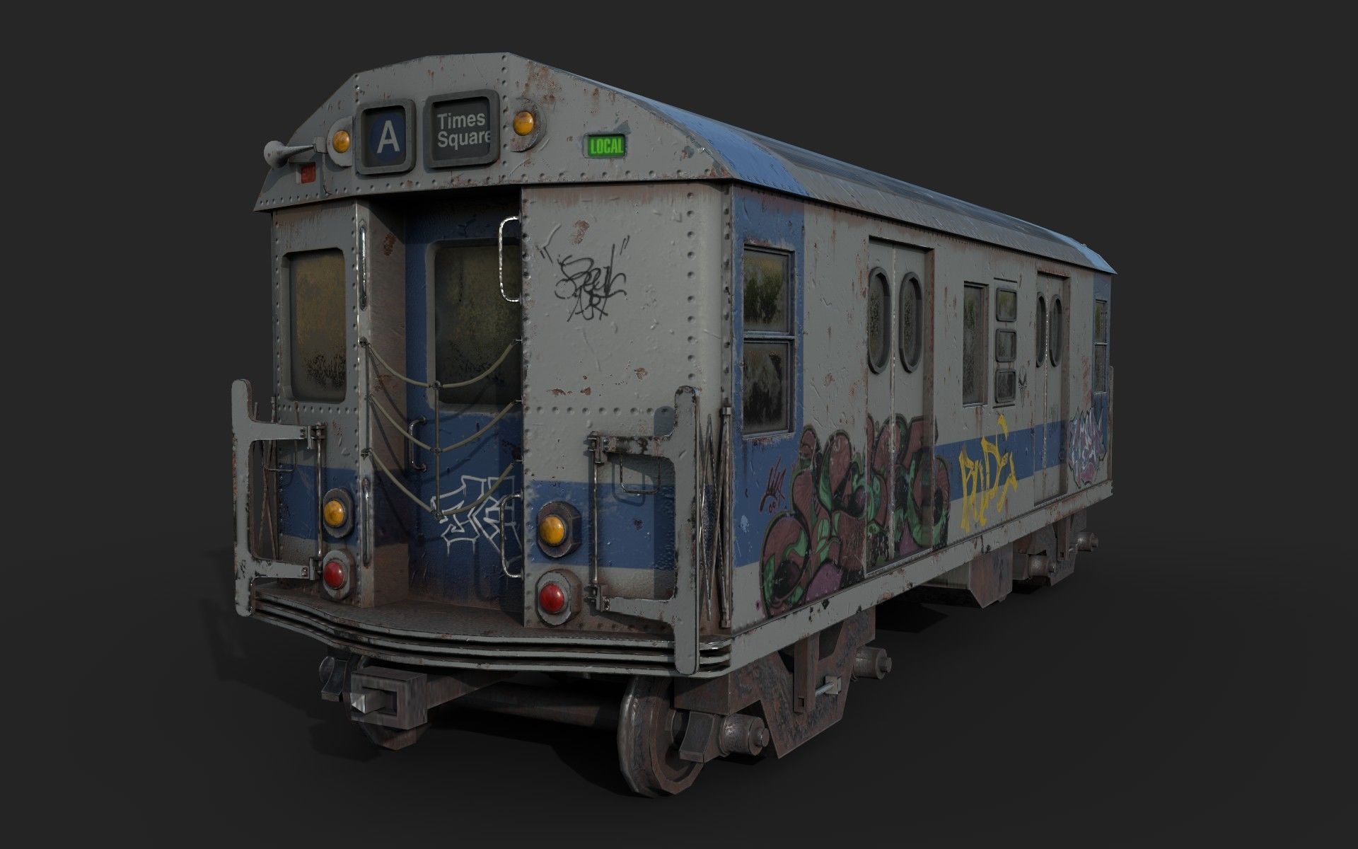 Subway train Low-poly 3D model_3