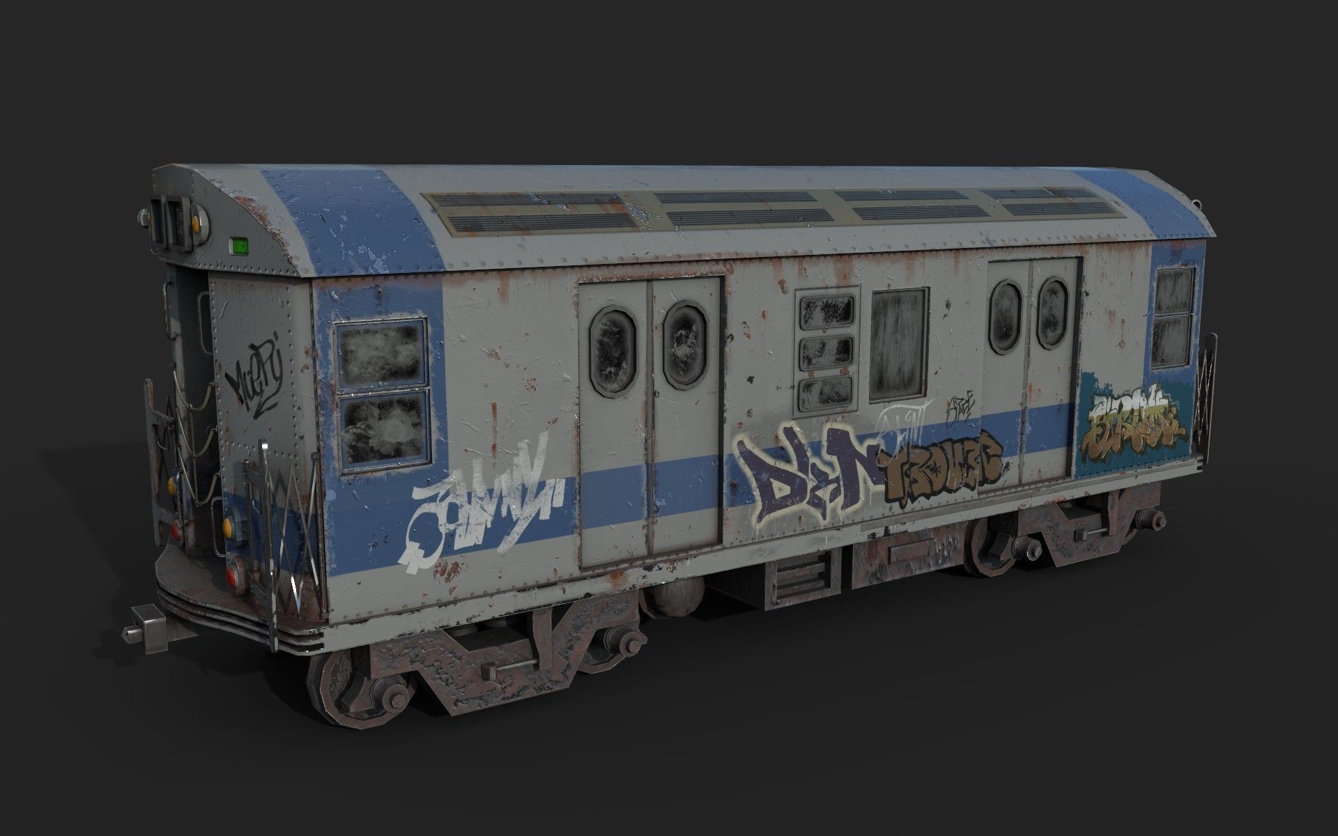 Subway train Low-poly 3D model_2