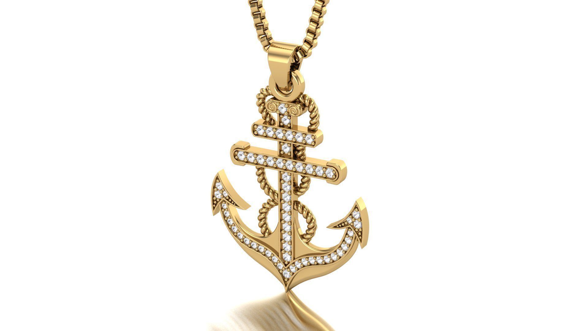Cross Anchor Jesus Pendant 3D print model_5