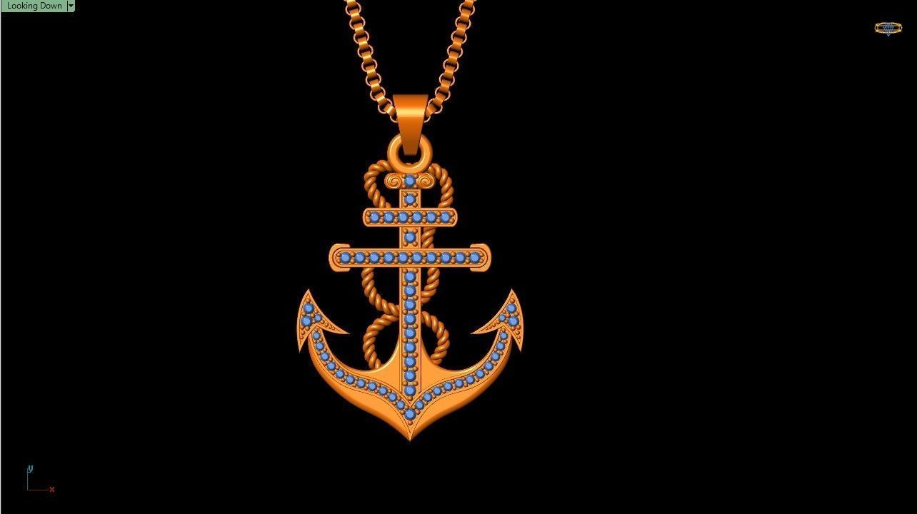 Cross Anchor Jesus Pendant 3D print model_10