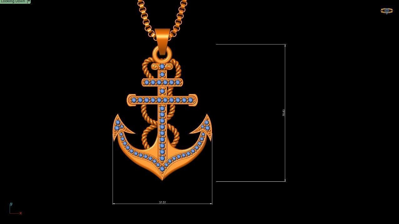 Cross Anchor Jesus Pendant 3D print model_12