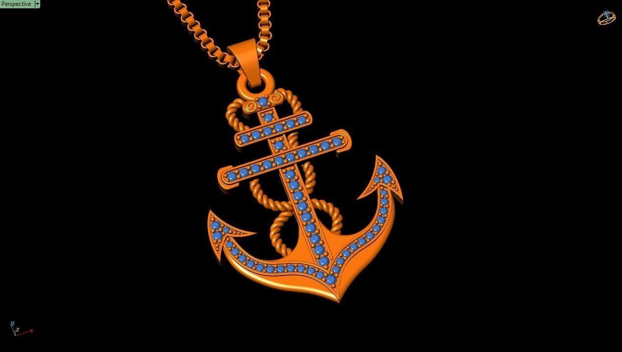 Cross Anchor Jesus Pendant 3D print model_11