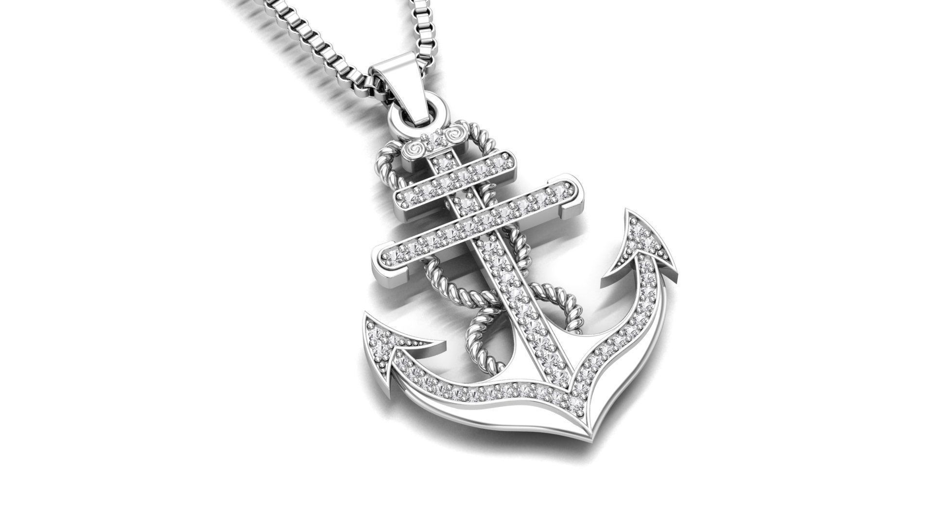 Cross Anchor Jesus Pendant 3D print model_1