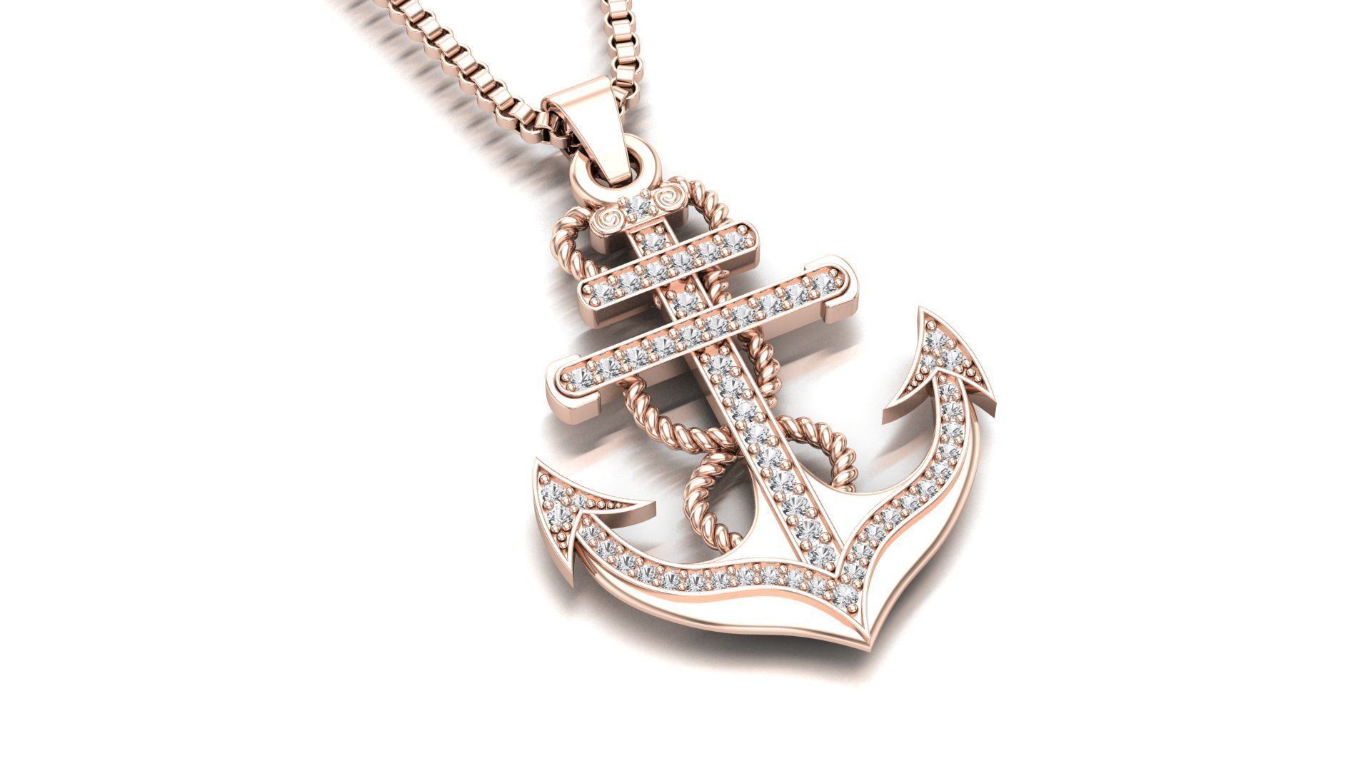 Cross Anchor Jesus Pendant 3D print model_2