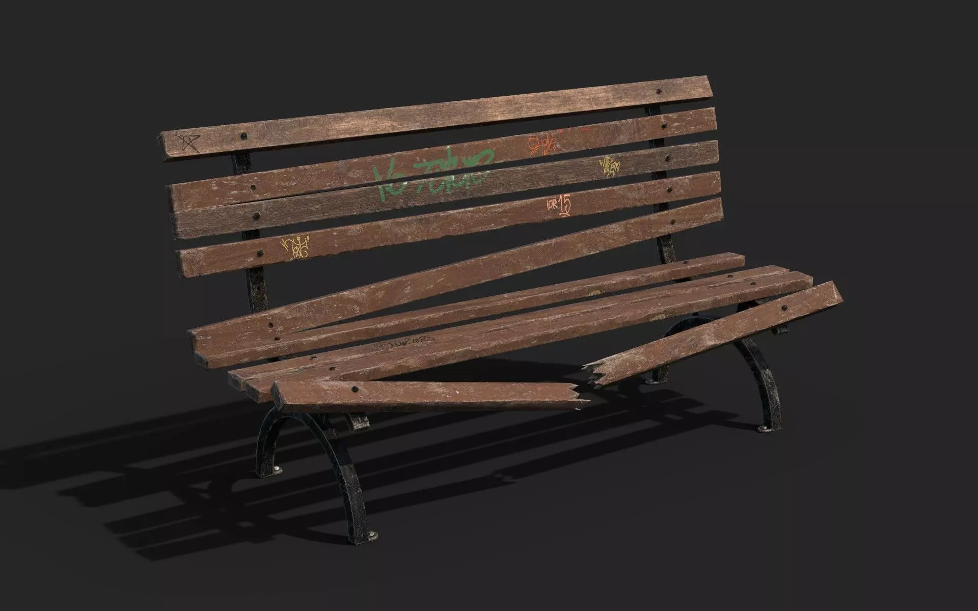 Park bench Low-poly 3D model