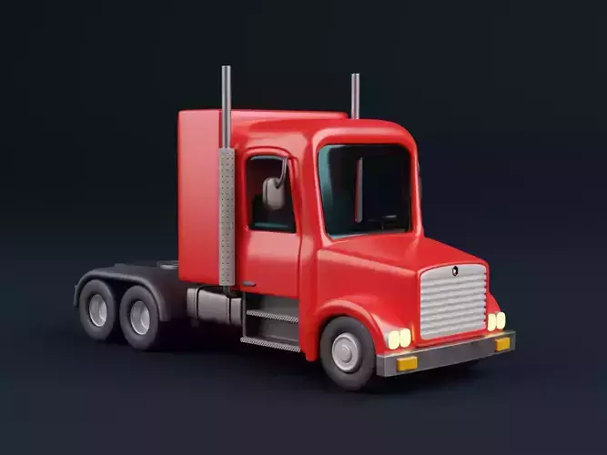 Stylized Cartoon  Rigged Semi Truck 3D model 3D model