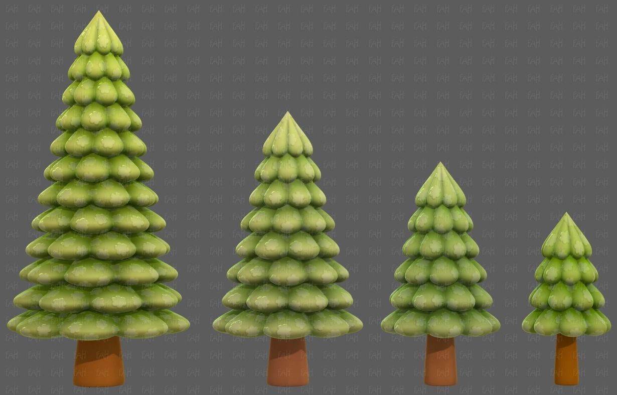 Trees Cartoon V52 3D model_5