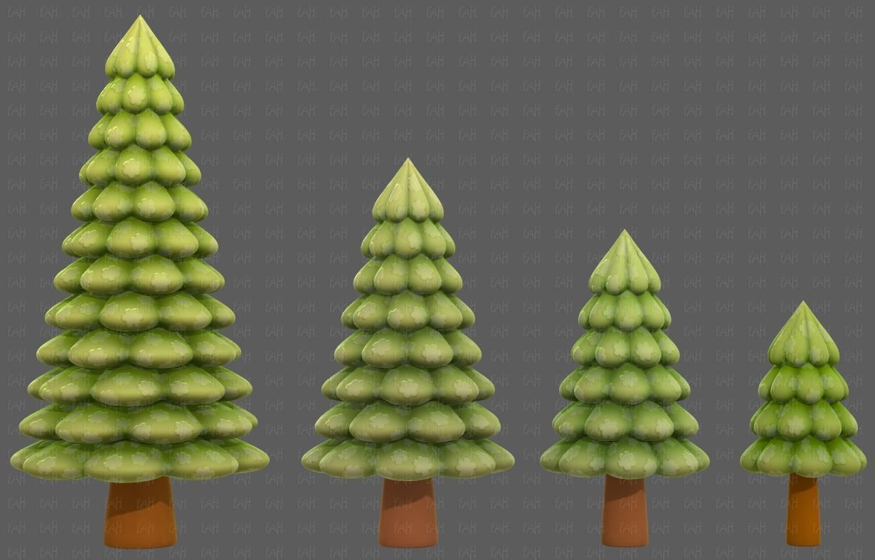 Trees Cartoon V52 3D model_2