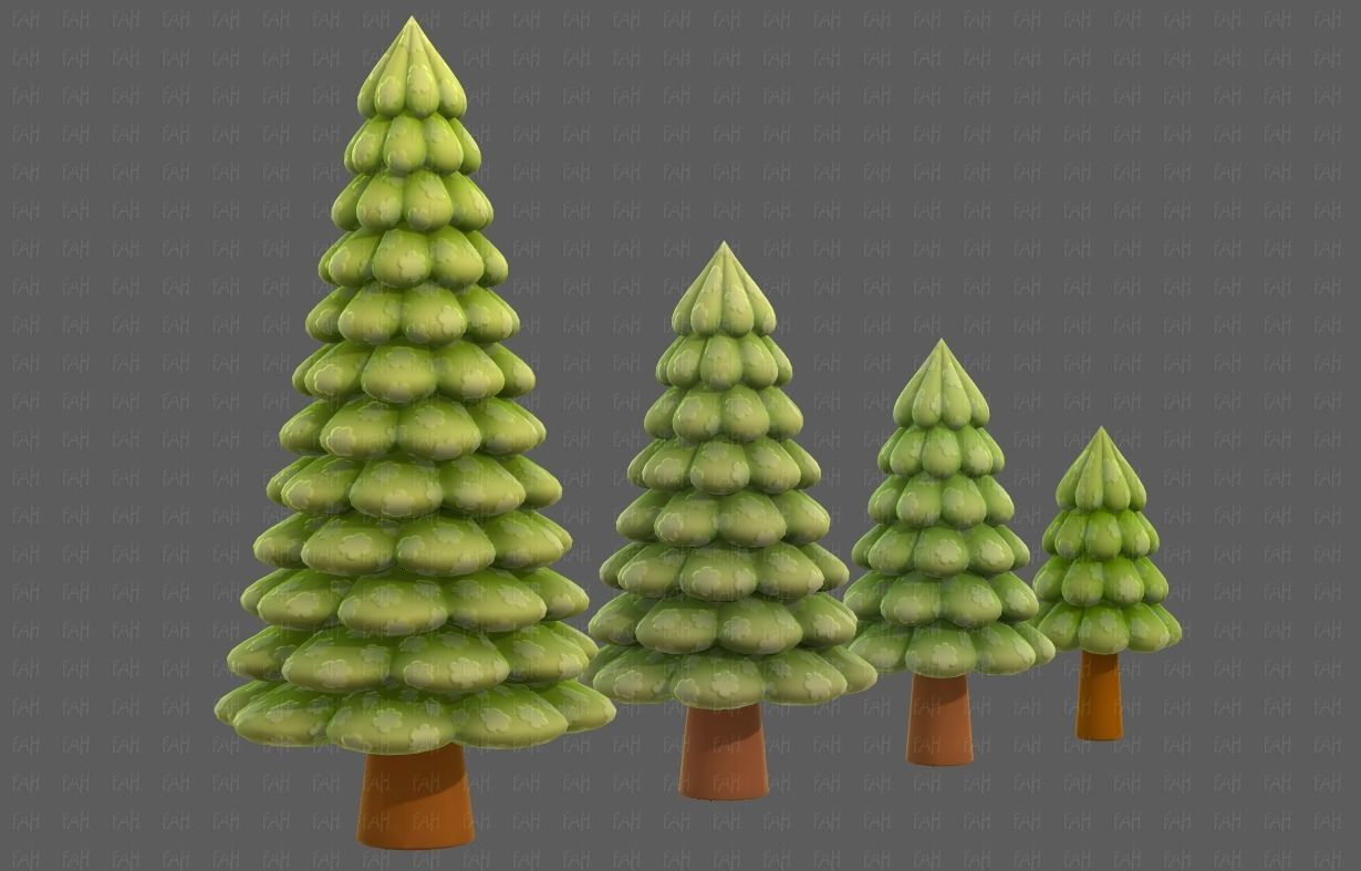 Trees Cartoon V52 3D model_43
