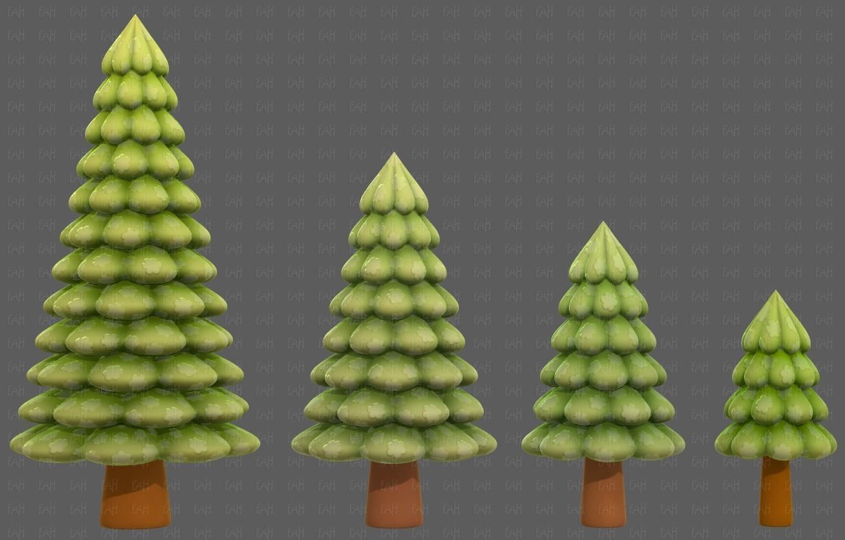 Trees Cartoon V52 3D model_6