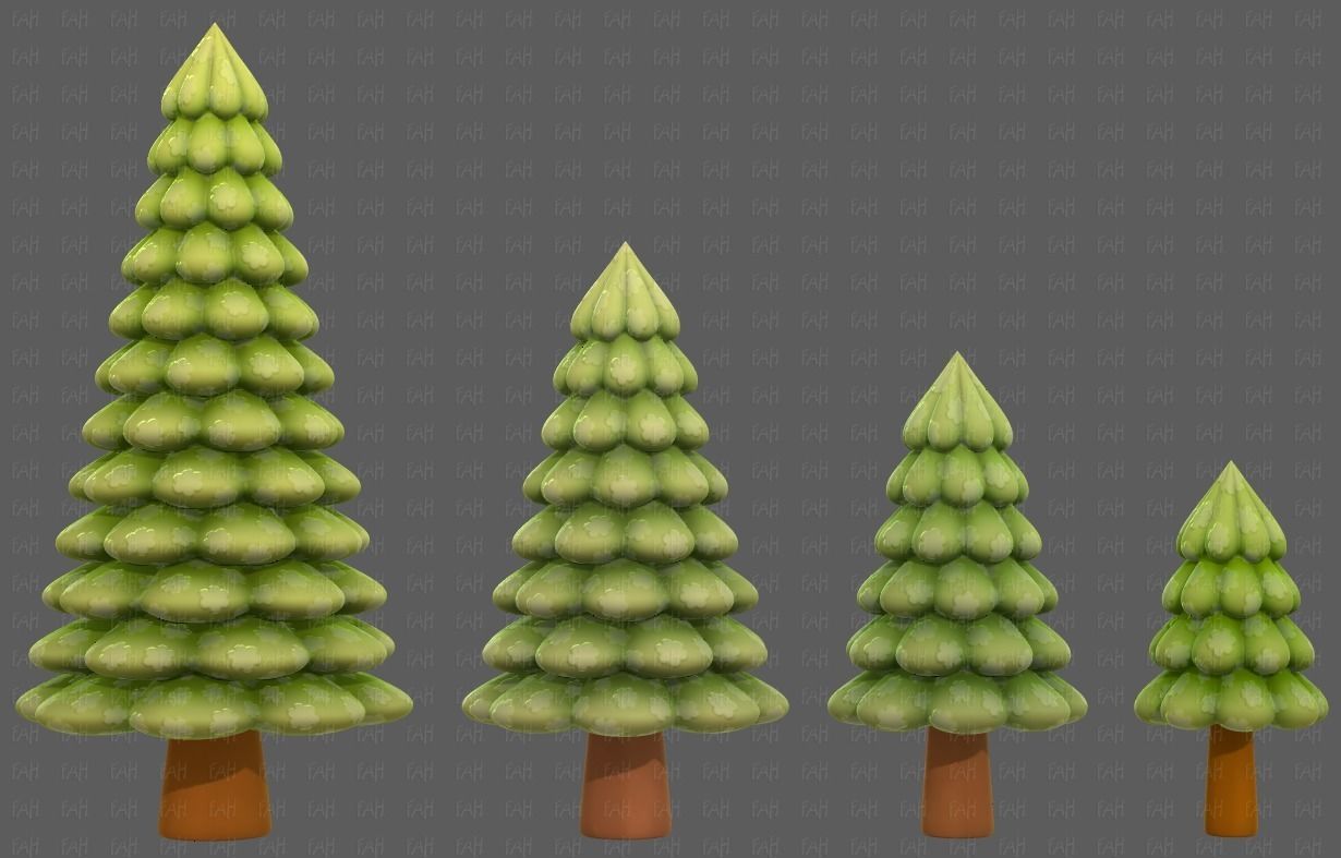 Trees Cartoon V52 3D model_4