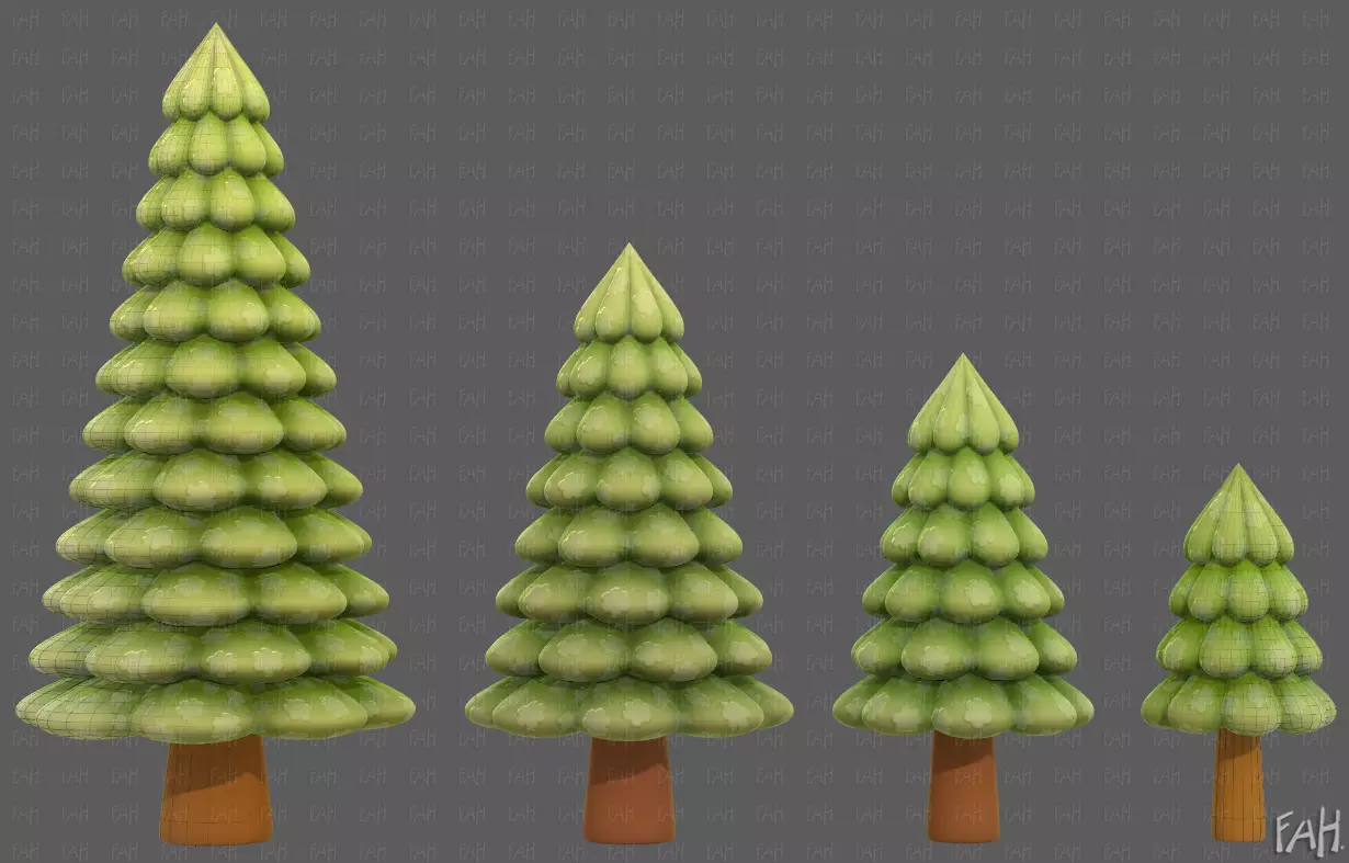 Trees Cartoon V52 3D model_0