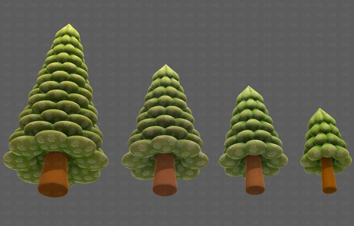 Trees Cartoon V52 3D model_37