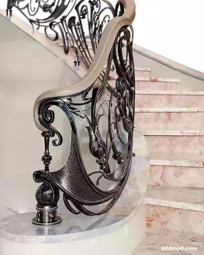 stair railing forging modern turn 3D model