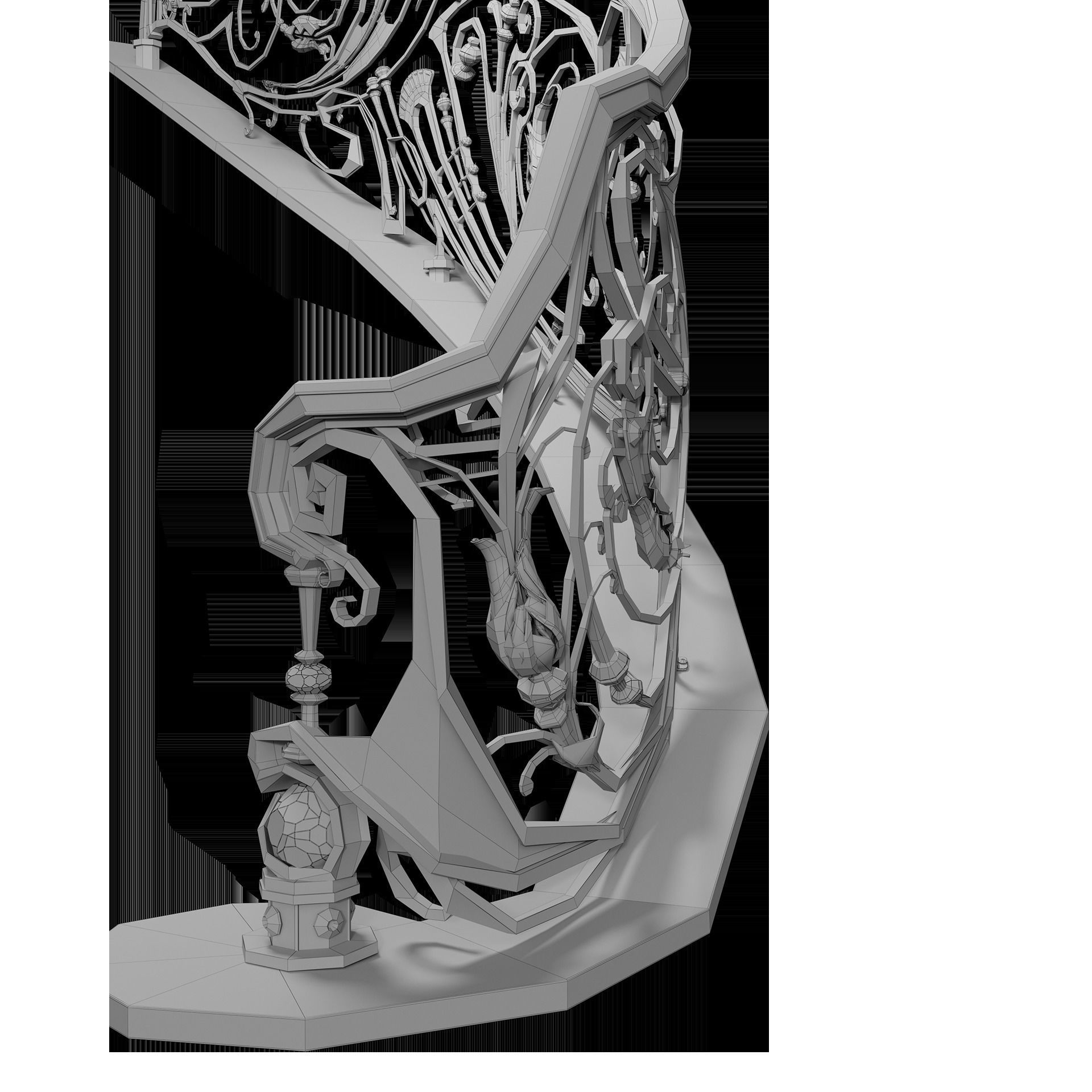 stair railing forging modern turn 3D model_1