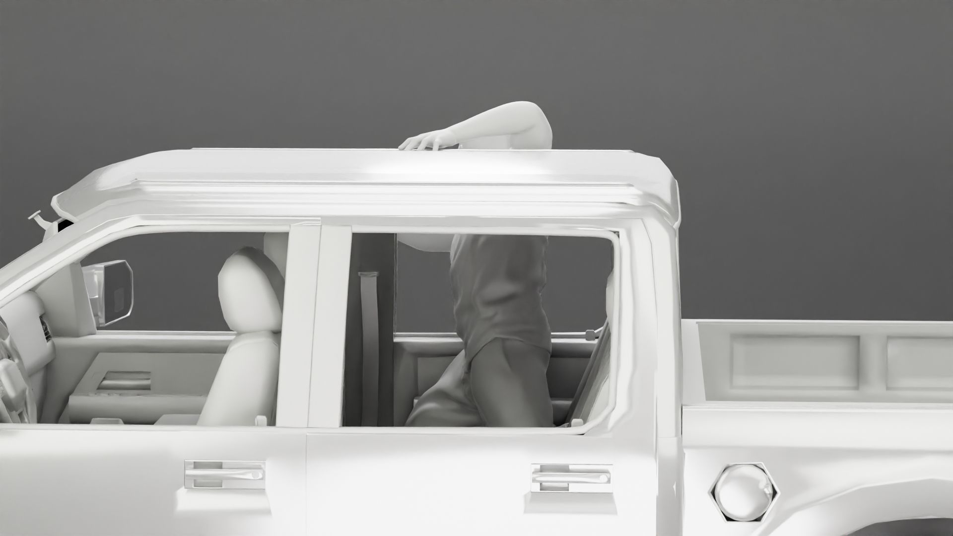 Gangster in cap shooting gun leaning out the window of the car 3D print model_22