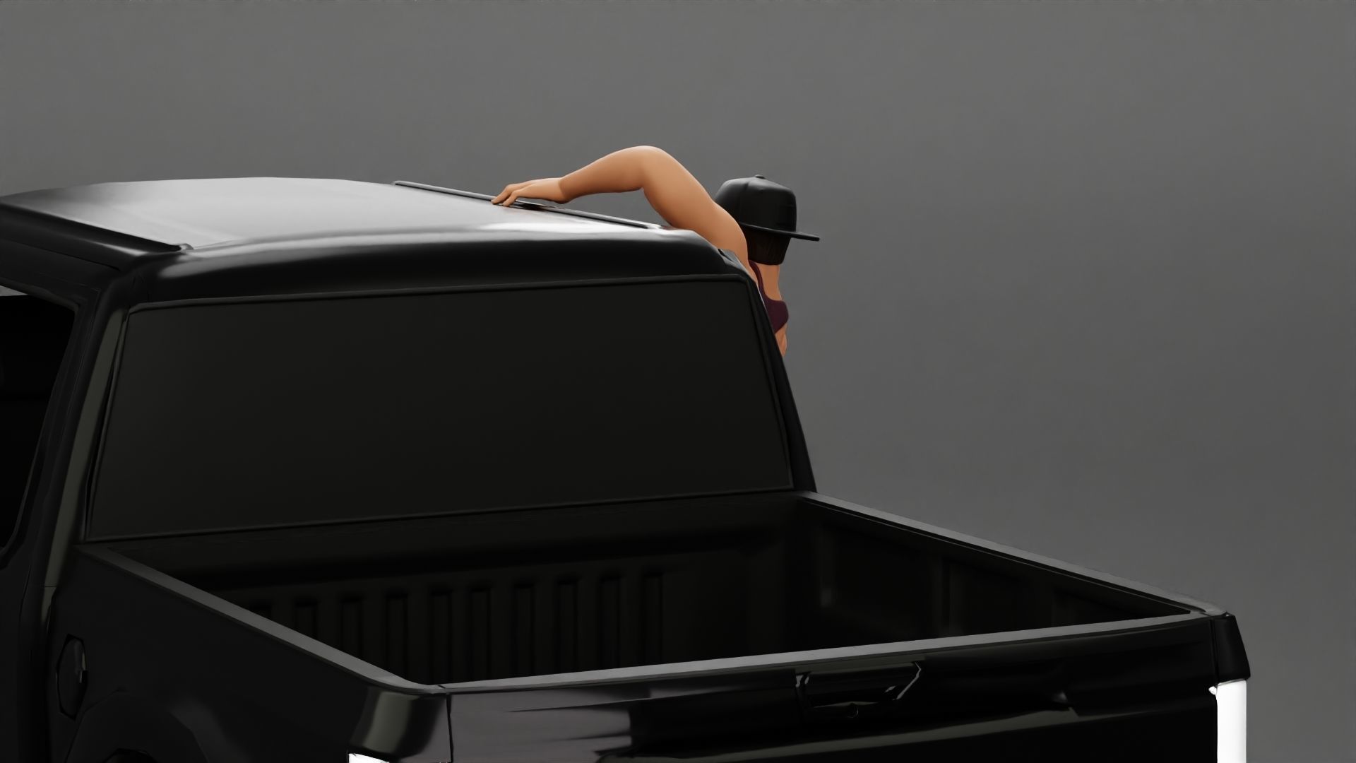 Gangster in cap shooting gun leaning out the window of the car 3D print model_5