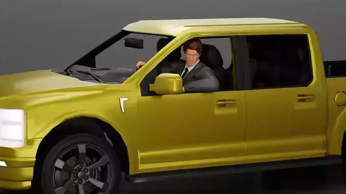 businessman sitting in car holding steering wheel leaning arm 3D print model