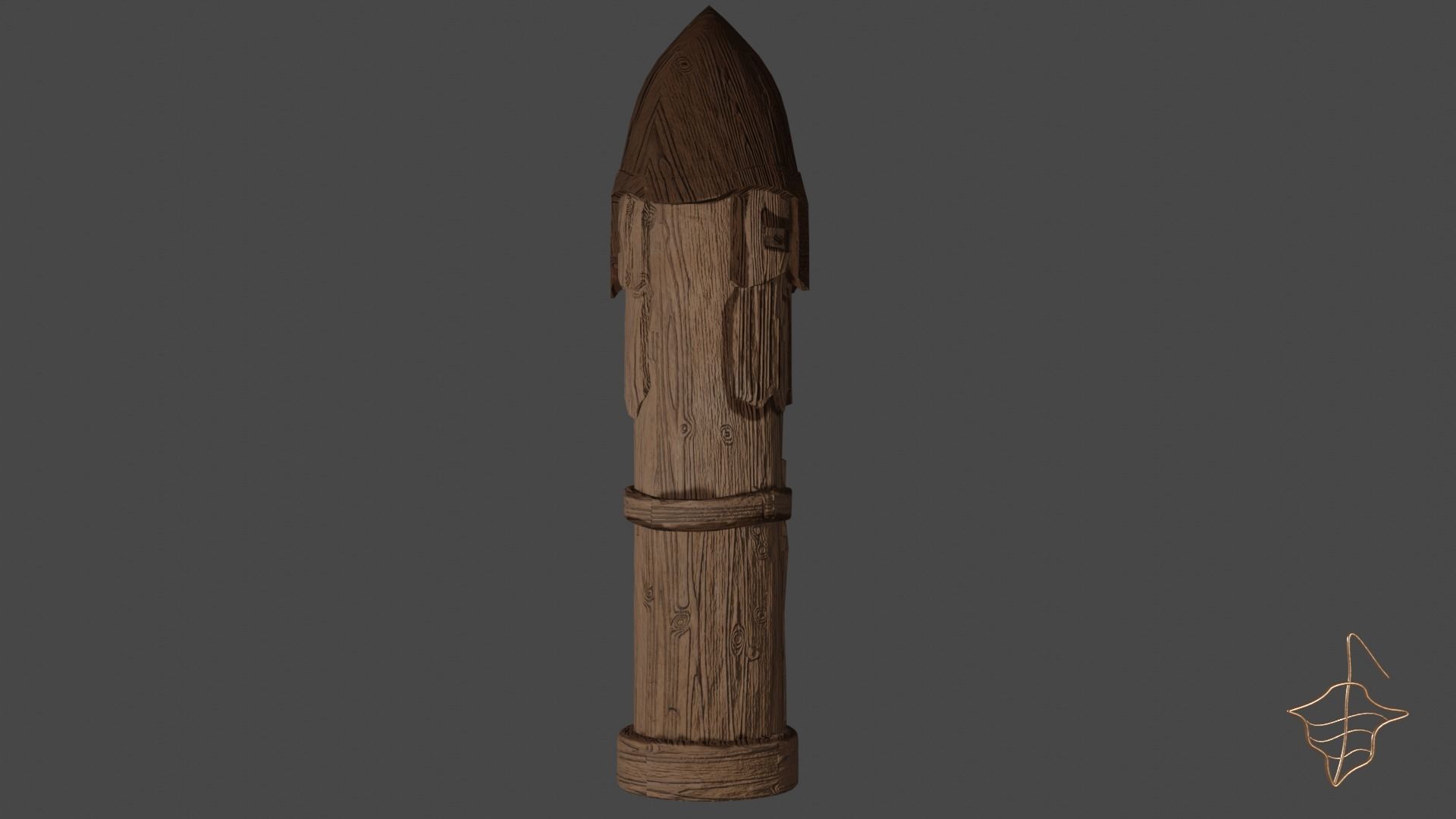 Old slavic pagan idol of thunderer Perun Low-poly 3D model_2