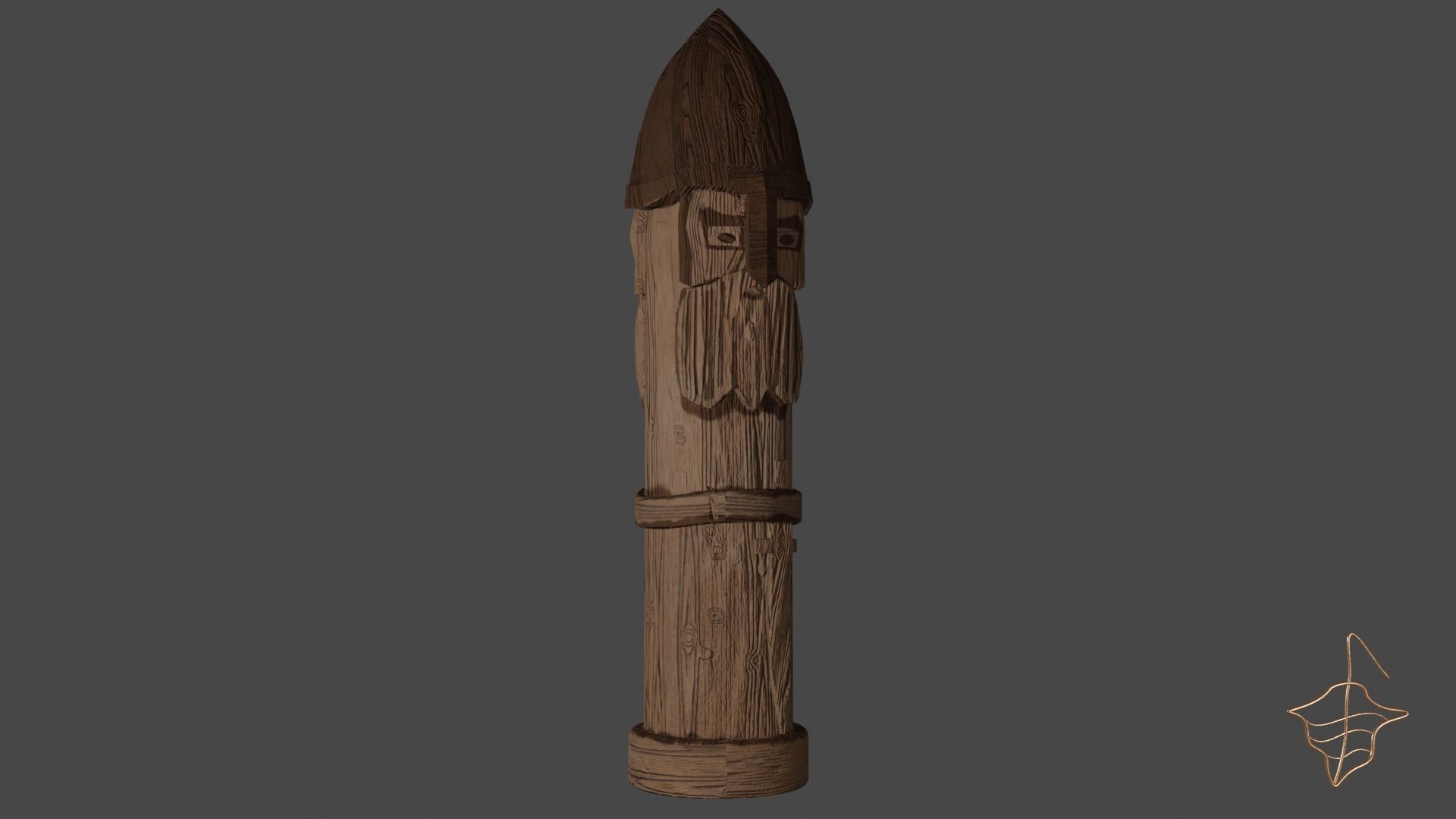 Old slavic pagan idol of thunderer Perun Low-poly 3D model_1