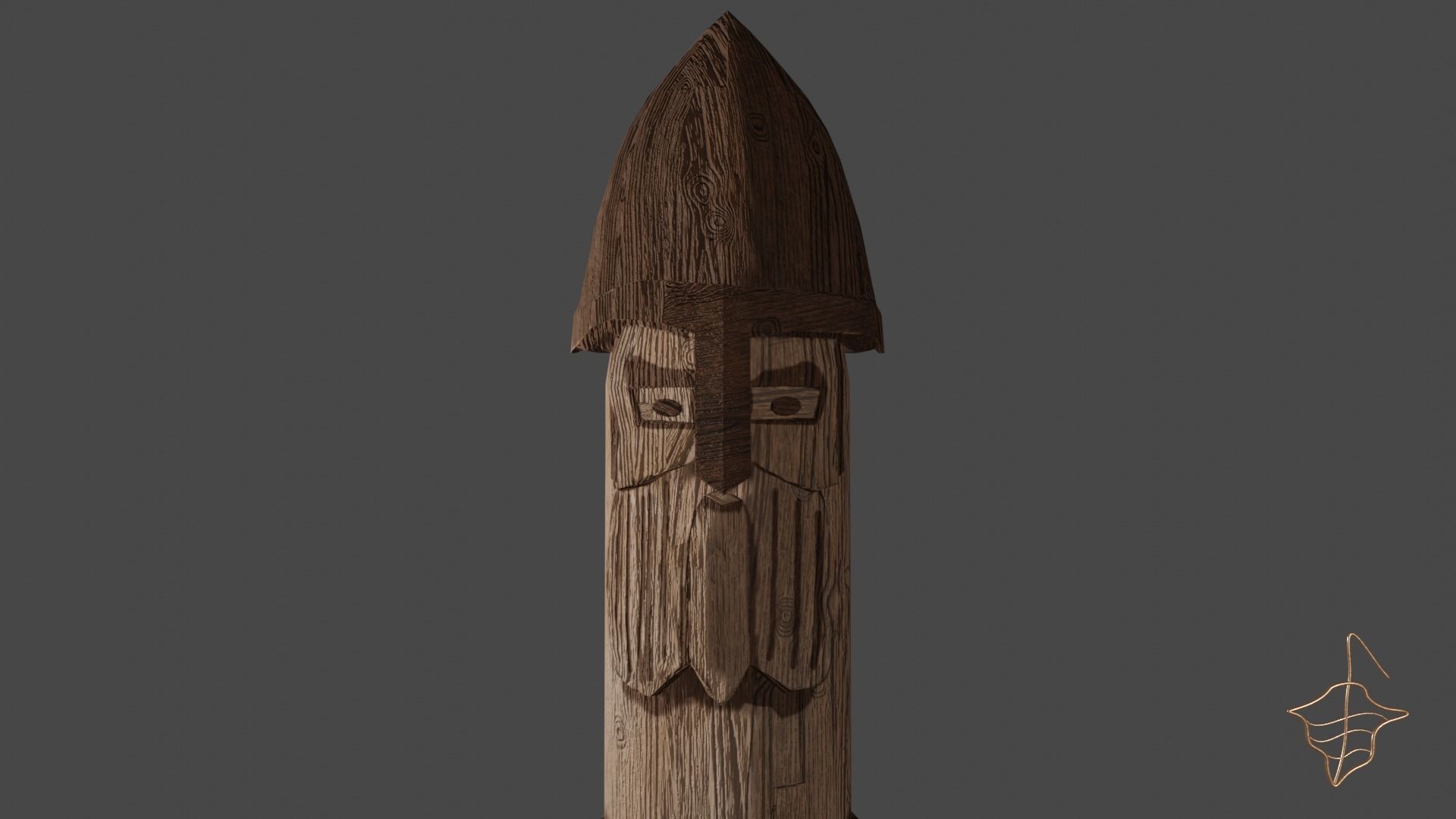 Old slavic pagan idol of thunderer Perun Low-poly 3D model_3