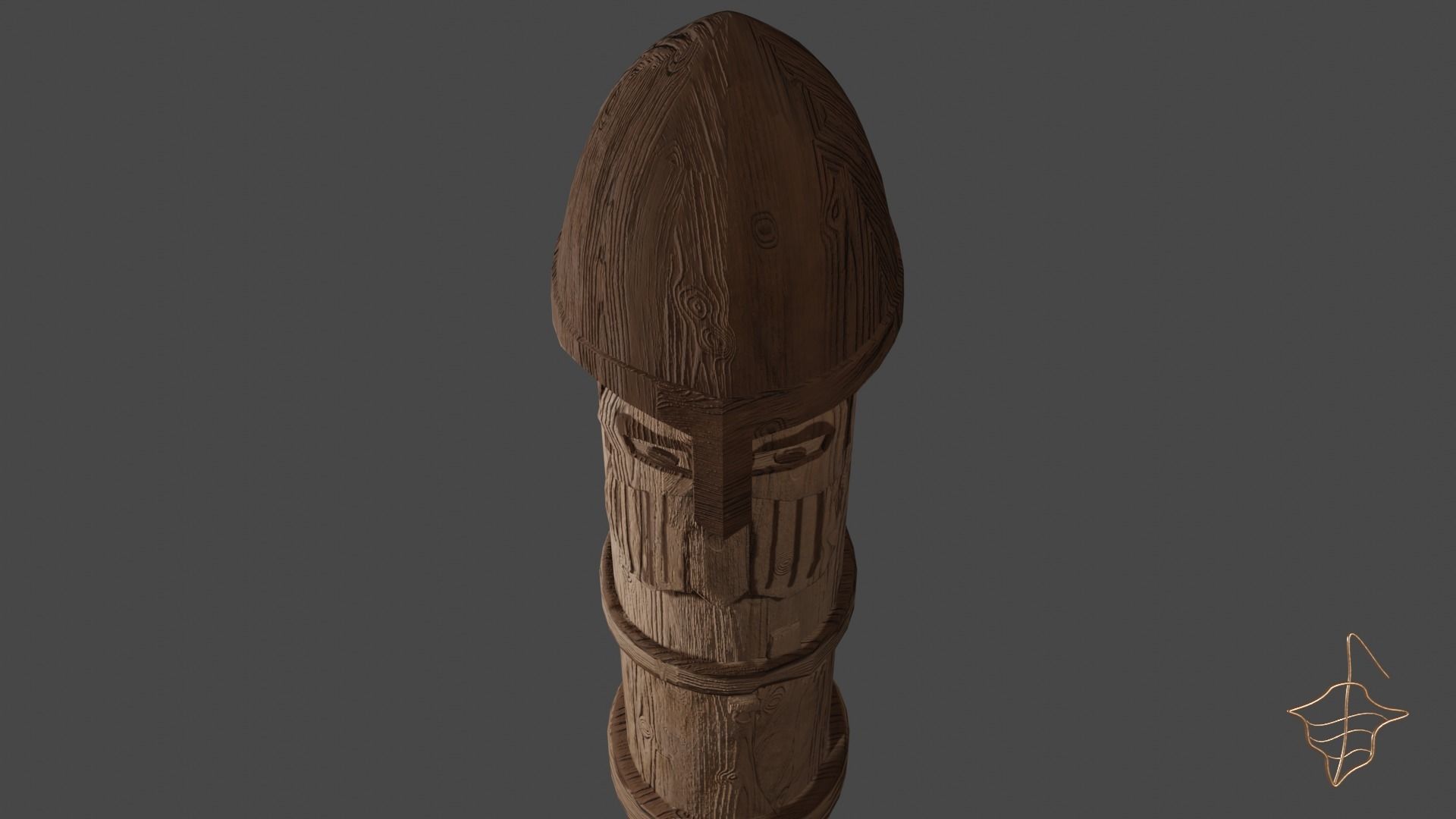 Old slavic pagan idol of thunderer Perun Low-poly 3D model_7