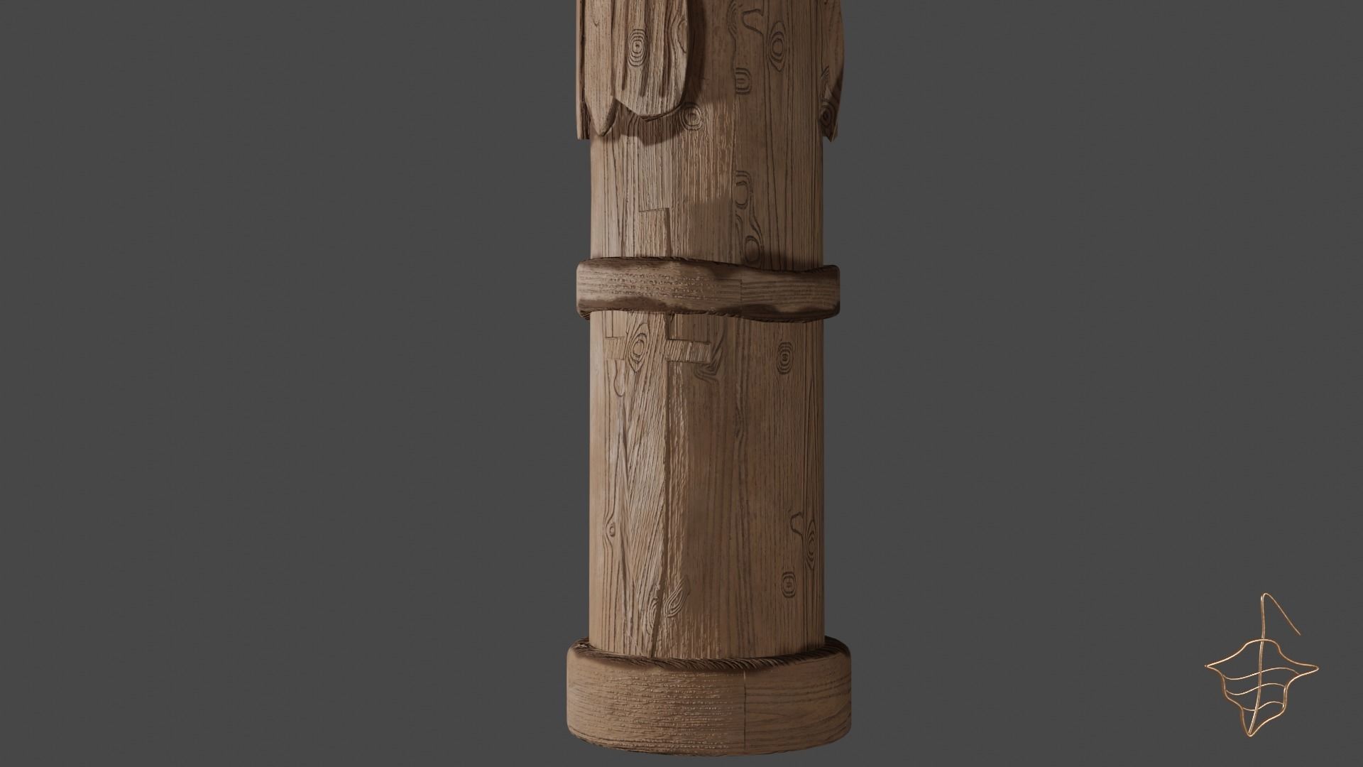 Old slavic pagan idol of thunderer Perun Low-poly 3D model_6