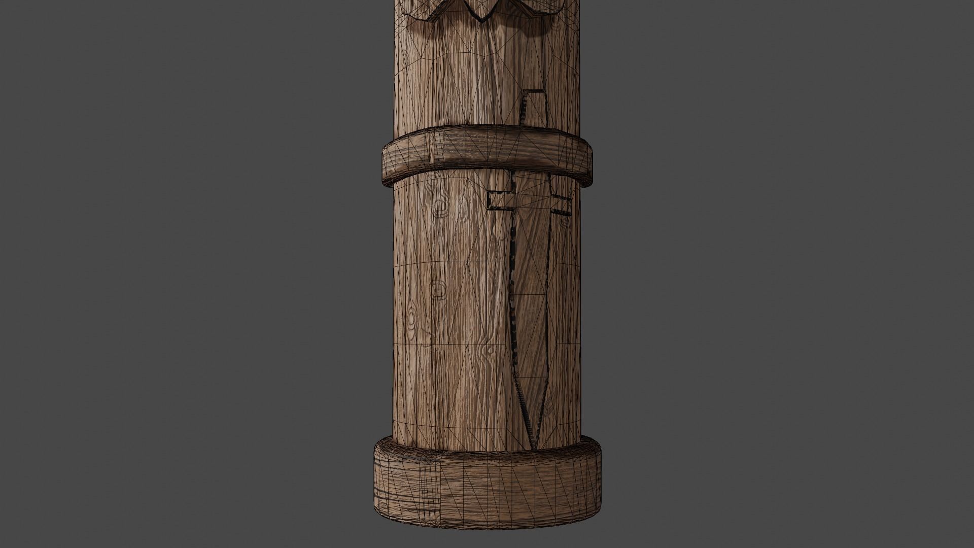 Old slavic pagan idol of thunderer Perun Low-poly 3D model_11