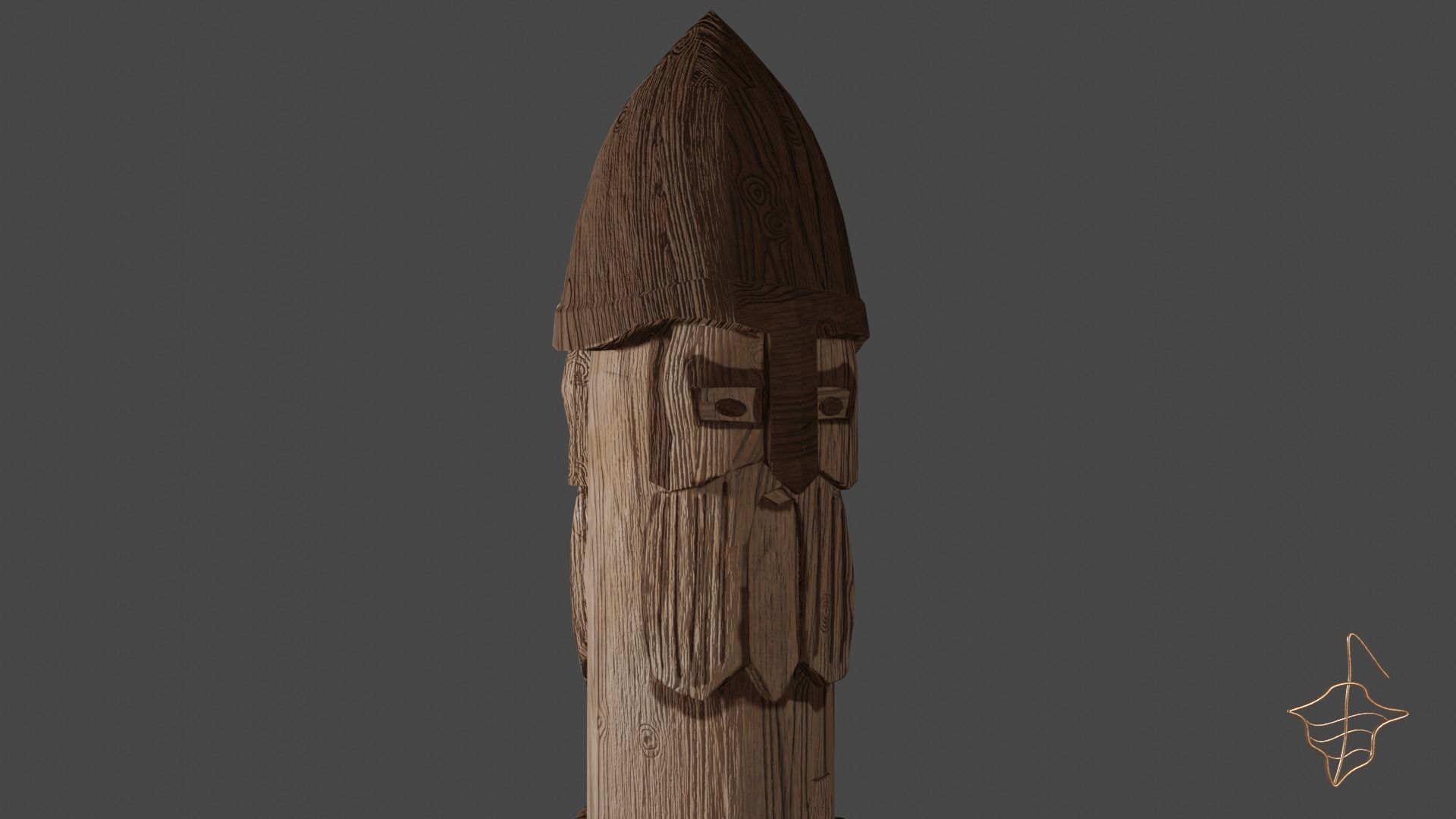 Old slavic pagan idol of thunderer Perun Low-poly 3D model_4