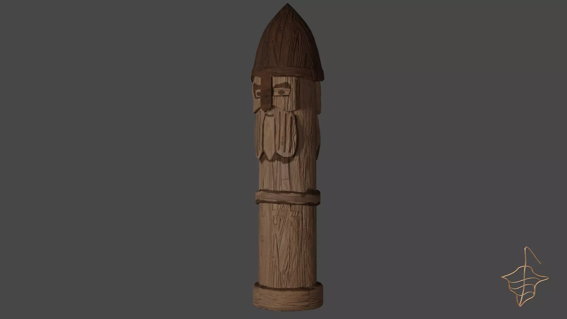 Old slavic pagan idol of thunderer Perun Low-poly 3D model_0