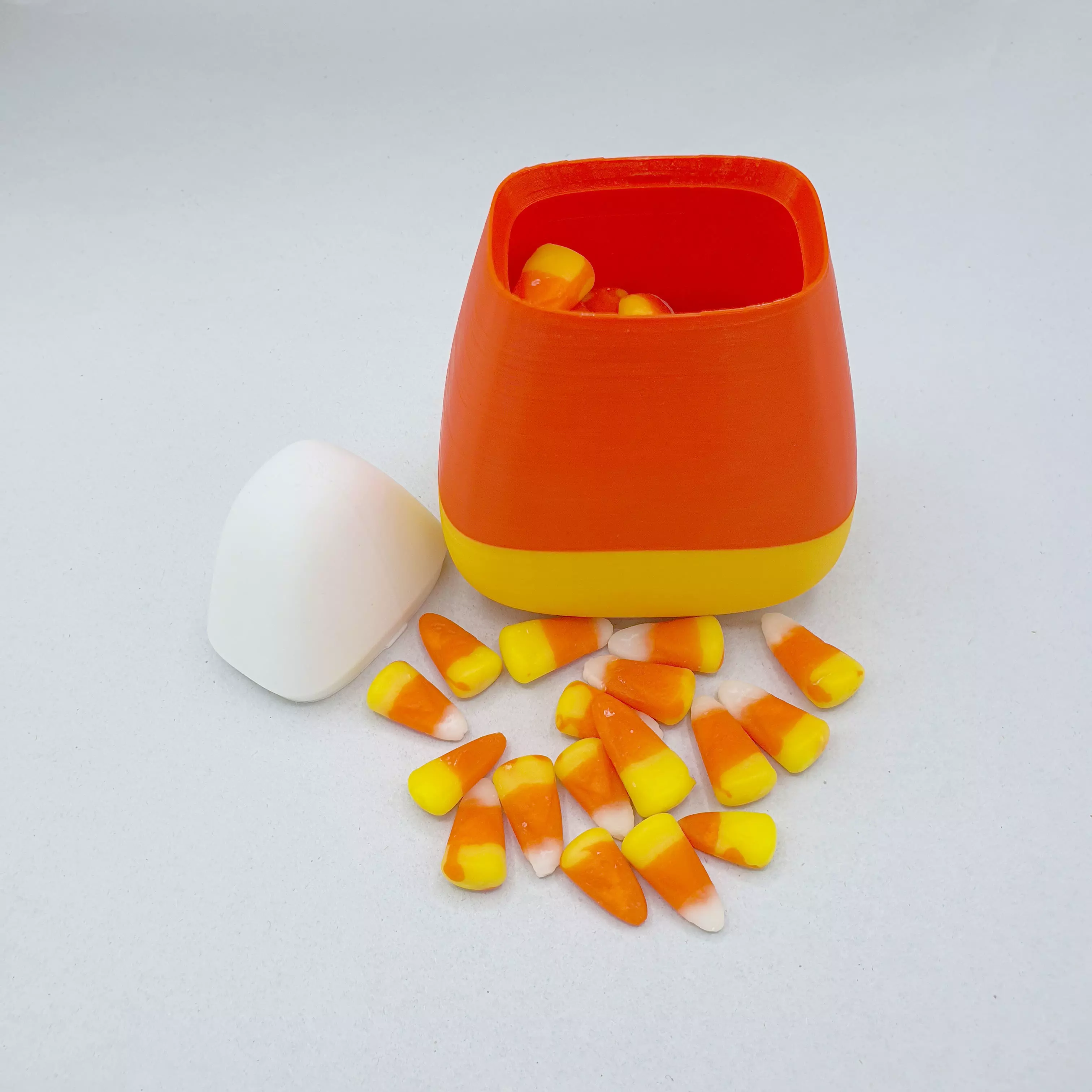 CANDY CORN CONTAINER PRINT IN PLACE NO SUPPORTS CANDY CORN STASH 3D print model_0