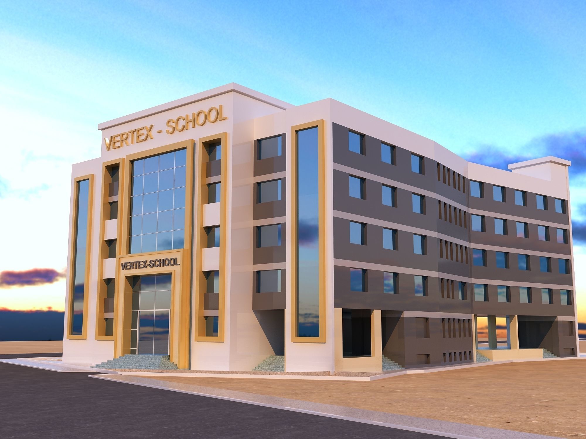 0205 - School Architecture Project - 2D Drawings - 3D Files 3D model_11