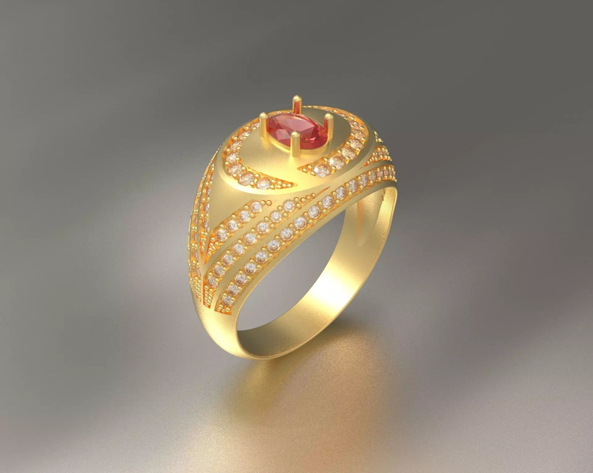 Men Diamond and oval Gem ring 3D print model