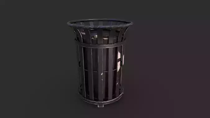 Trash bin Low-poly 3D model