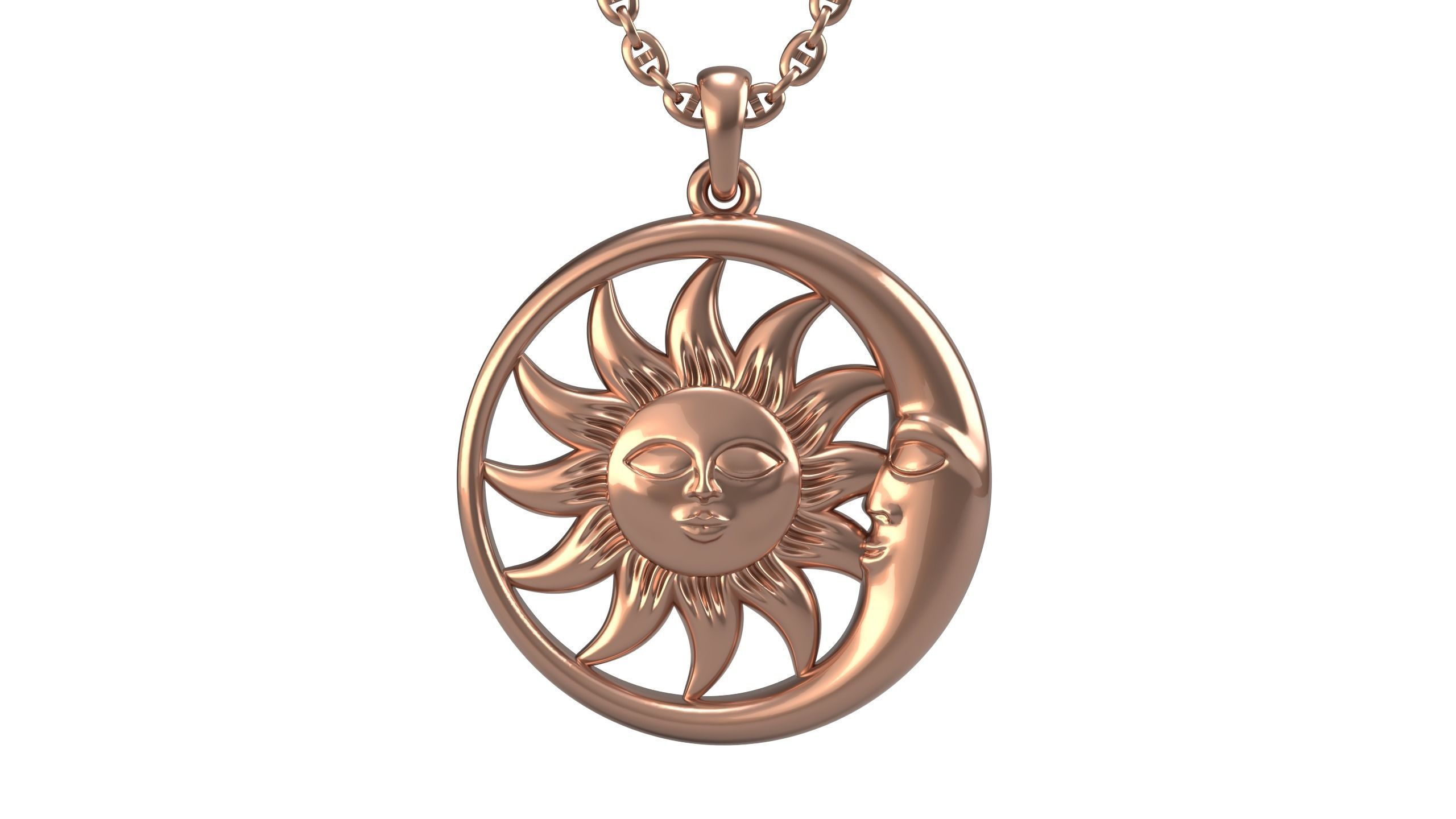 Sun and moon pendant 3D print model_8