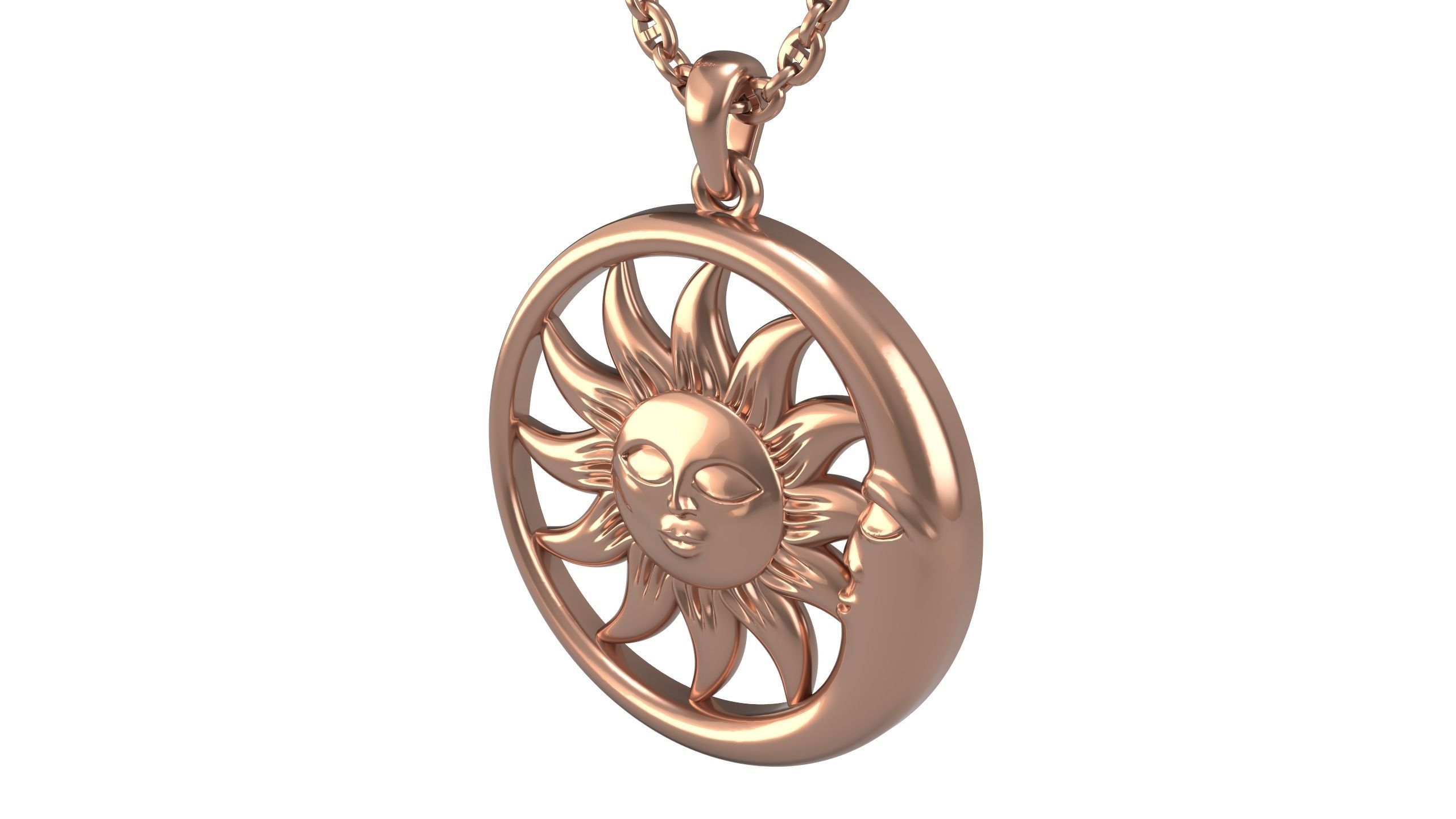 Sun and moon pendant 3D print model_9
