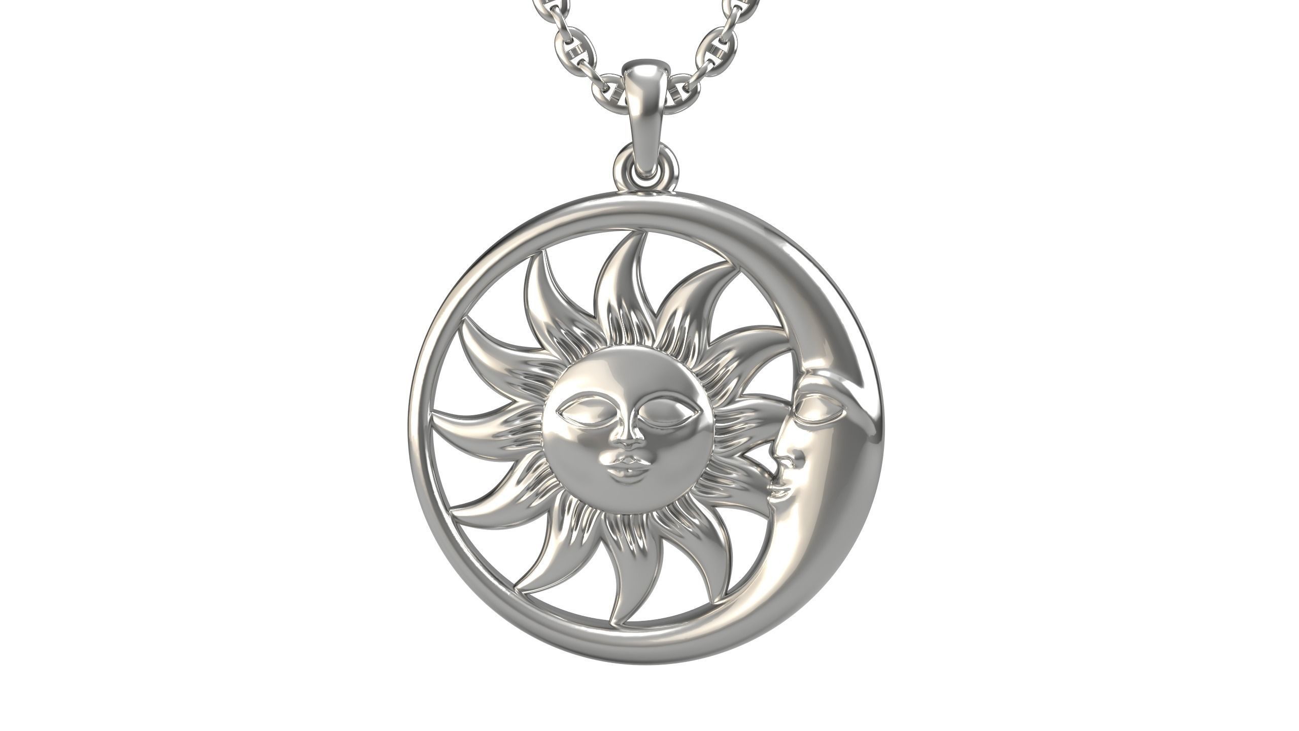 Sun and moon pendant 3D print model_5