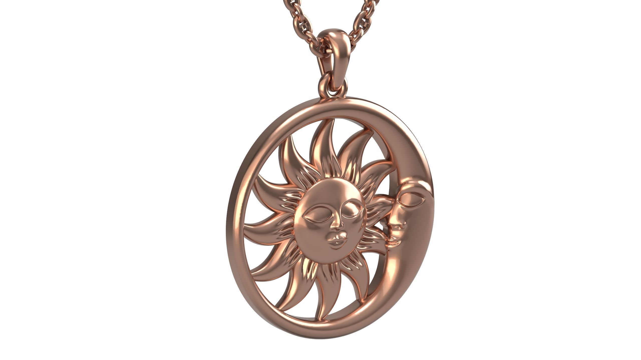 Sun and moon pendant 3D print model_10