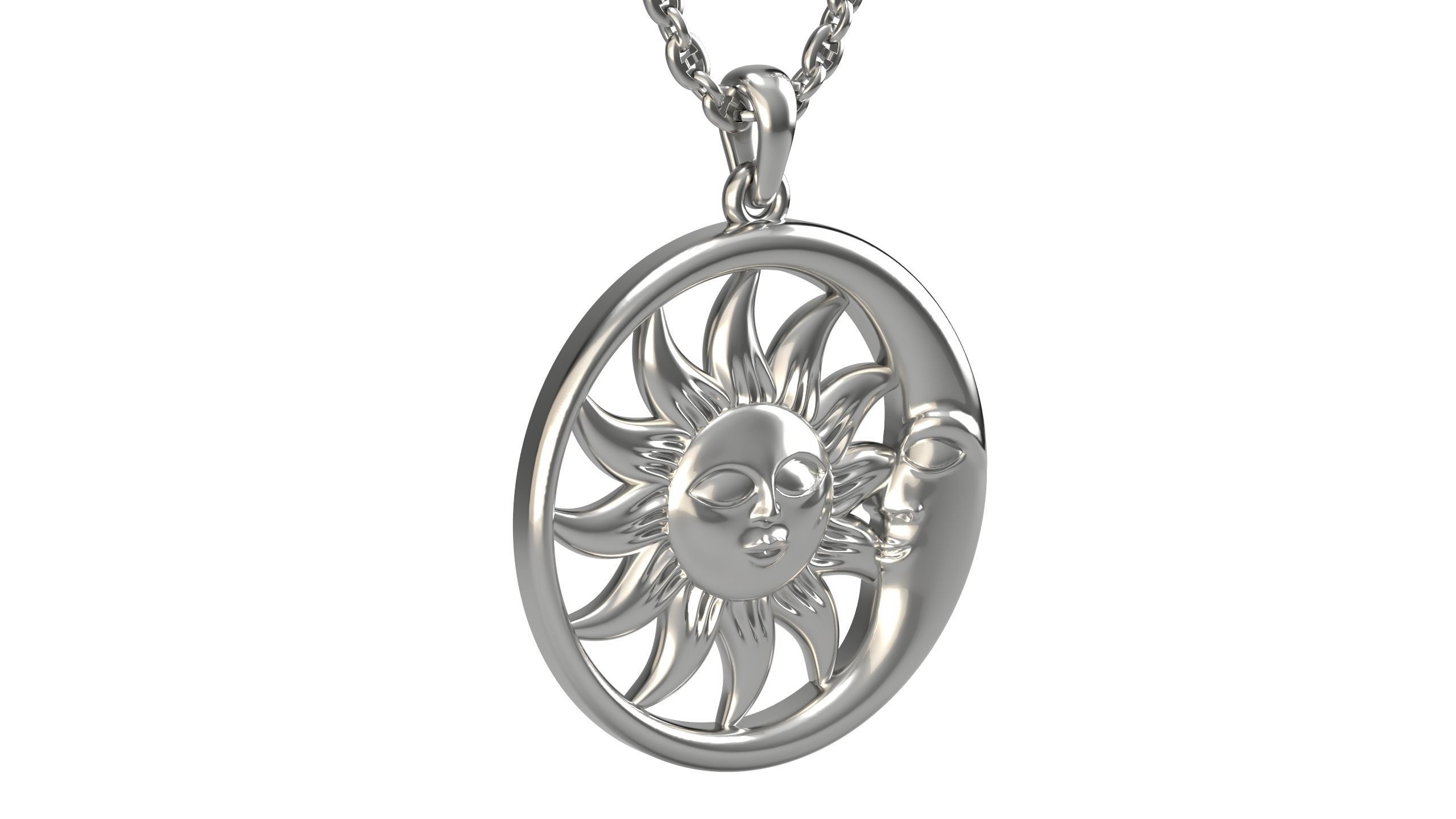 Sun and moon pendant 3D print model_7