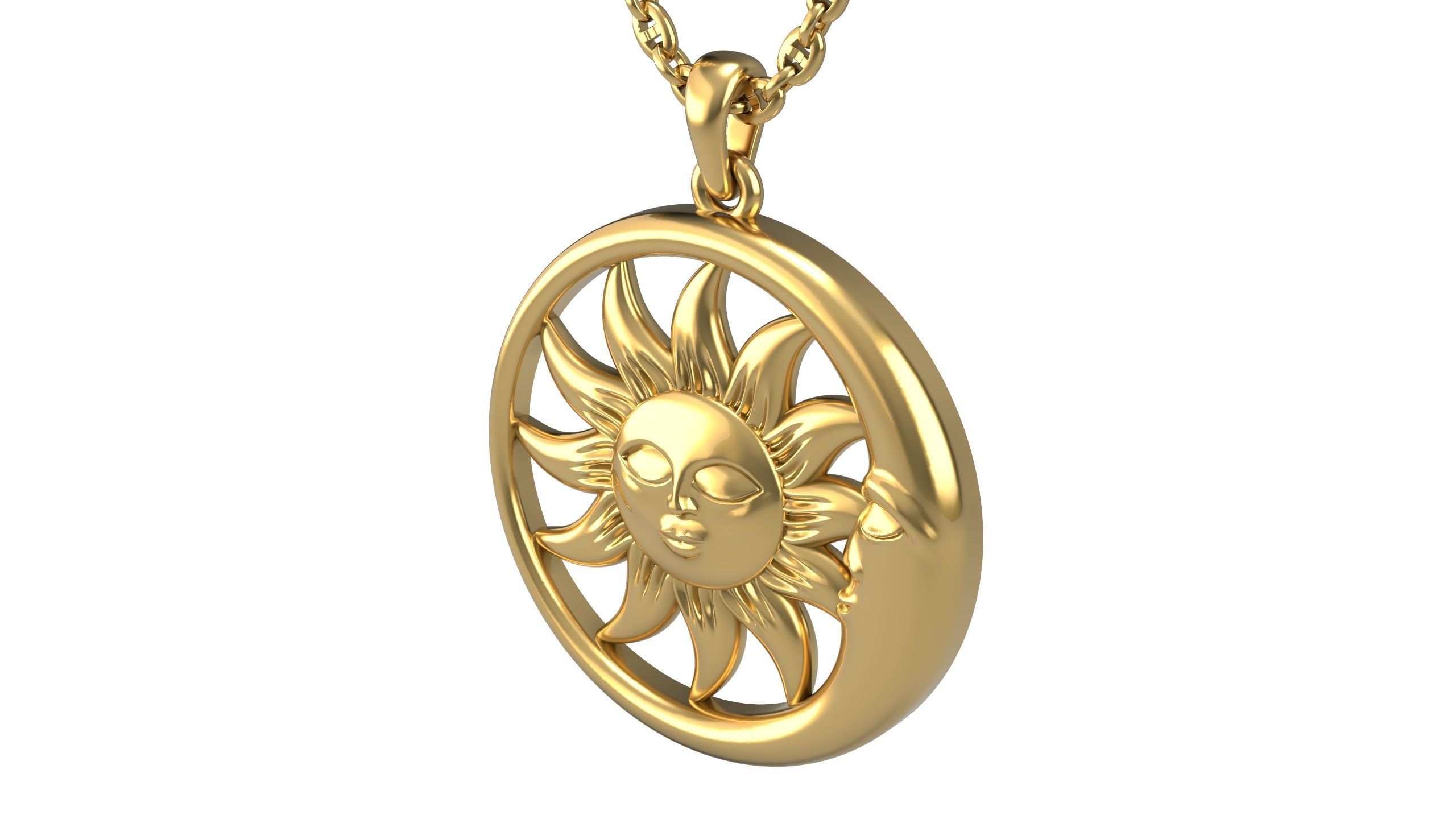 Sun and moon pendant 3D print model_3