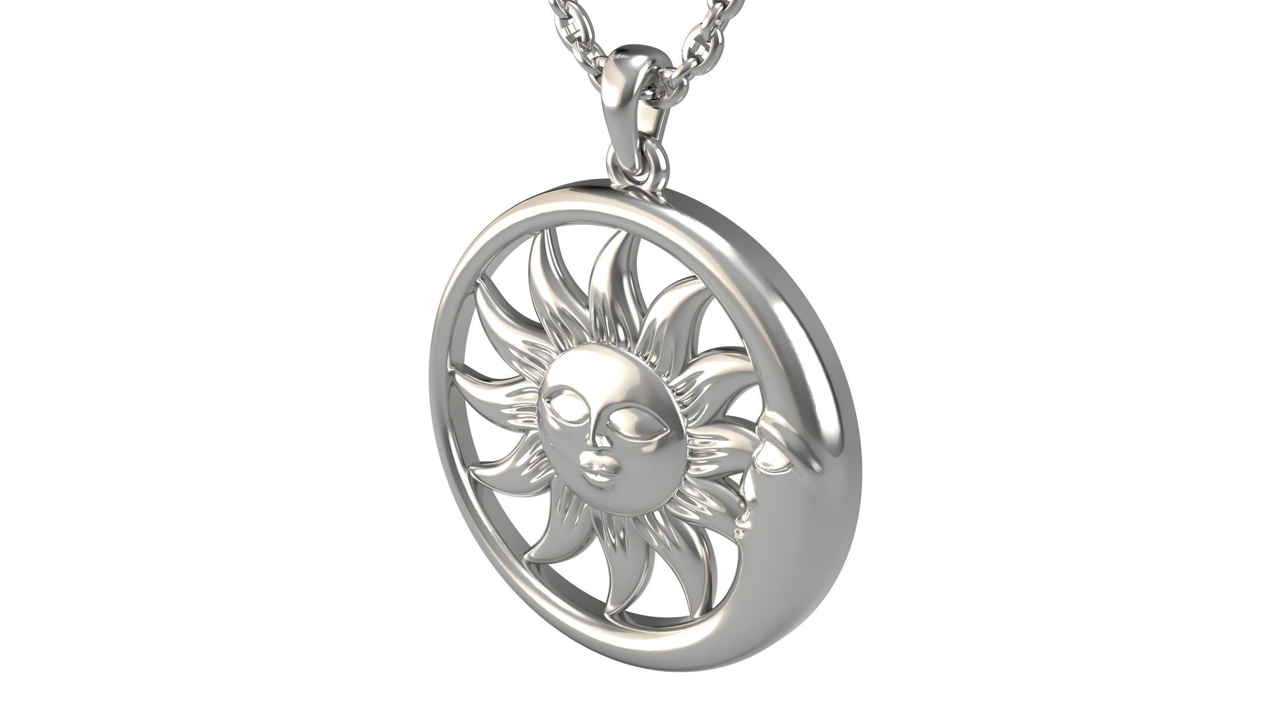 Sun and moon pendant 3D print model_6