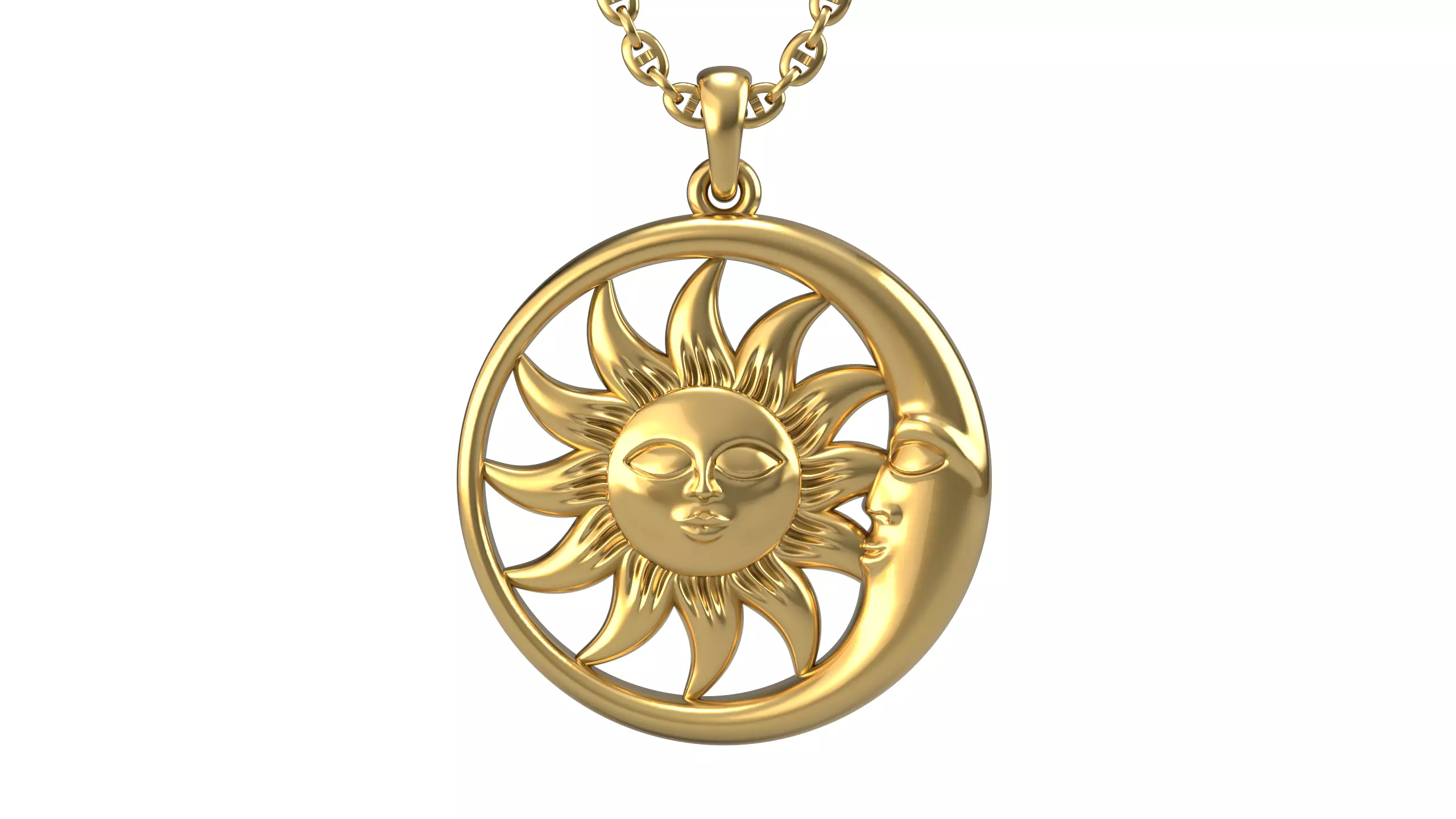 Sun and moon pendant 3D print model_0