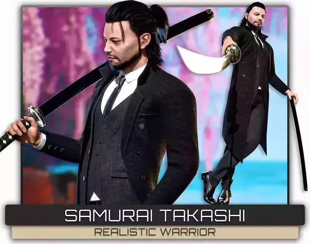 Samurai Takashi - Japane Warrior - Animated Katana Master - 17 Low-poly 3D model