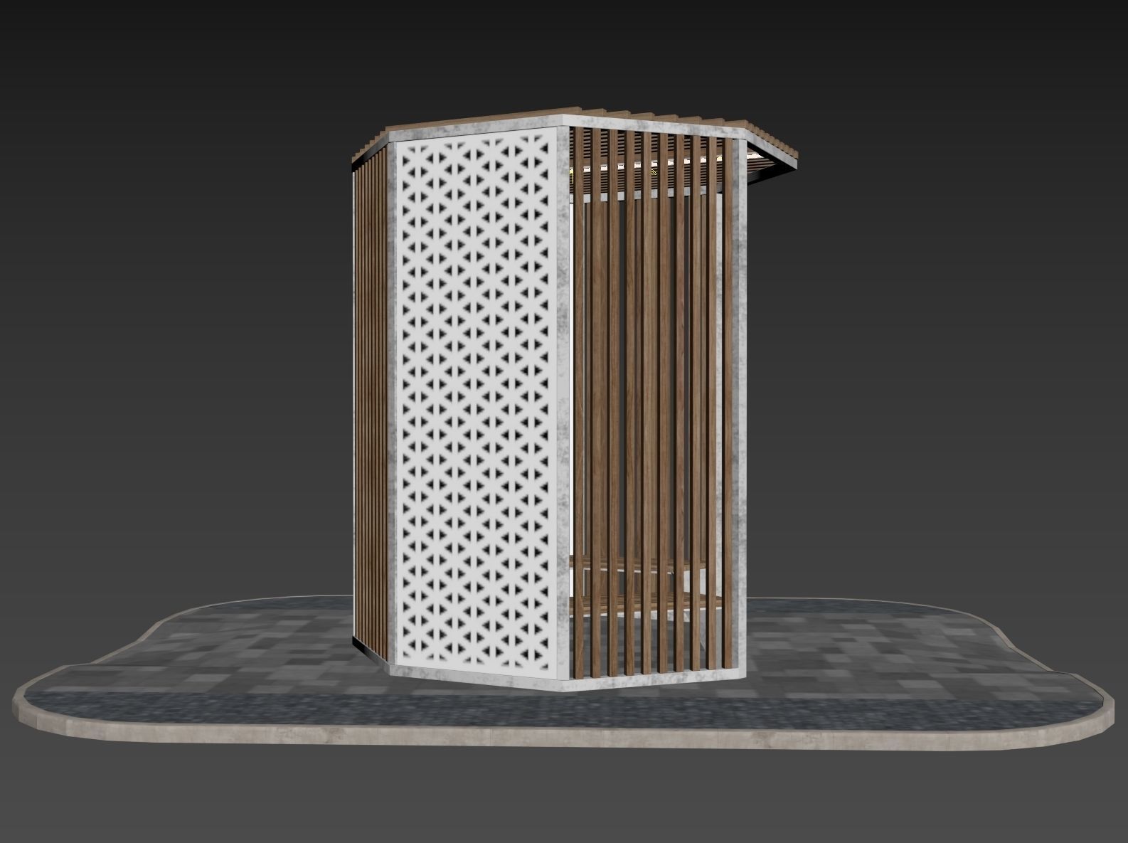 Set of pergolas and gazebos with benches 3D model_36