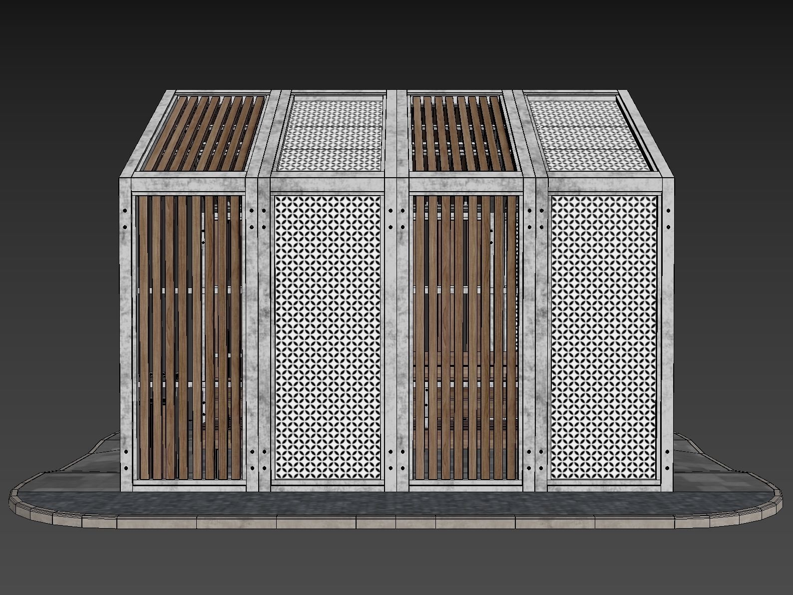 Set of pergolas and gazebos with benches 3D model_25
