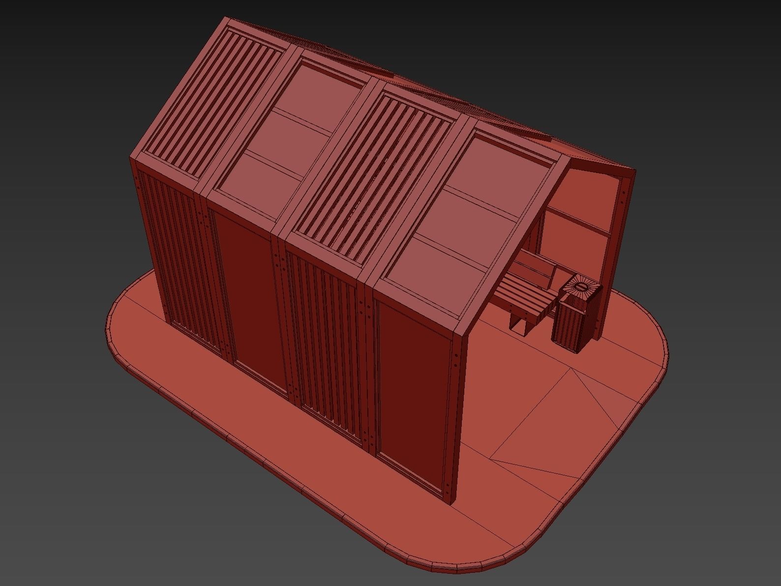 Set of pergolas and gazebos with benches 3D model_42