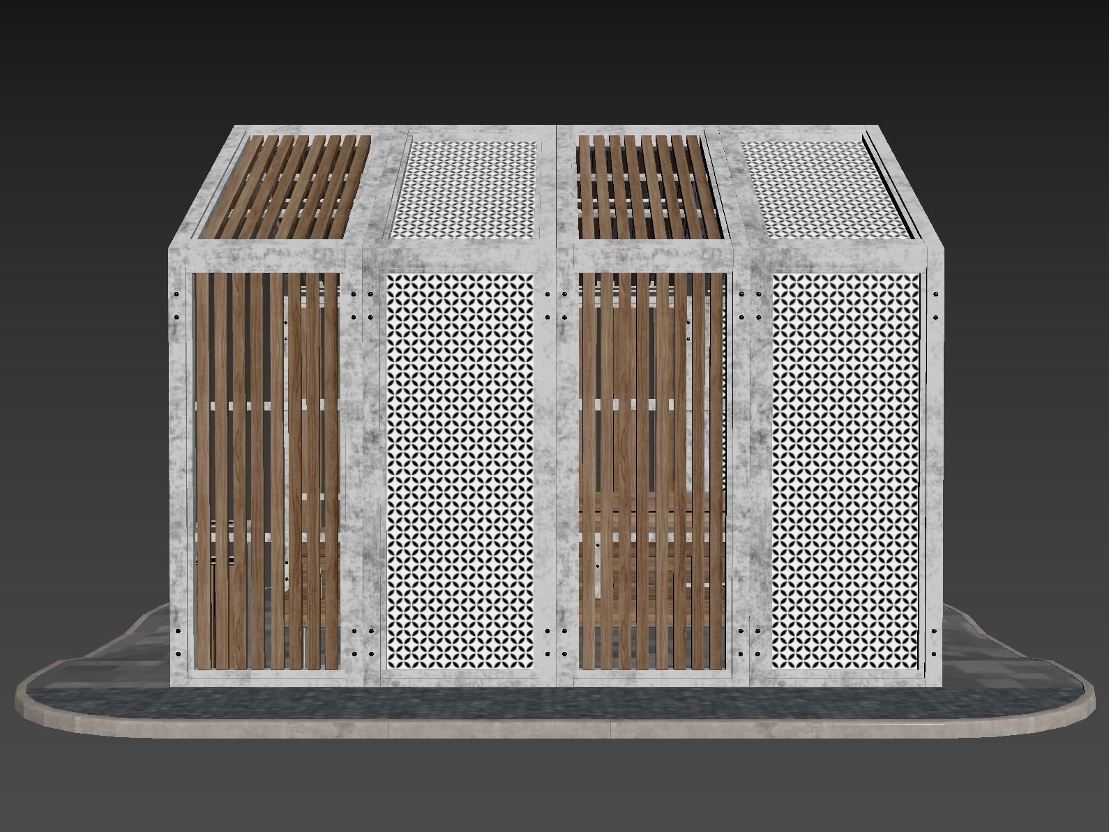 Set of pergolas and gazebos with benches 3D model_12