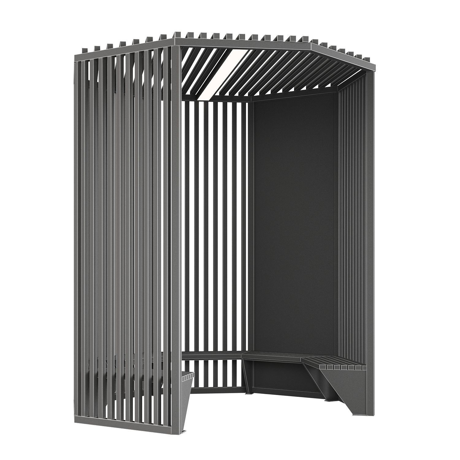 Set of pergolas and gazebos with benches 3D model_8
